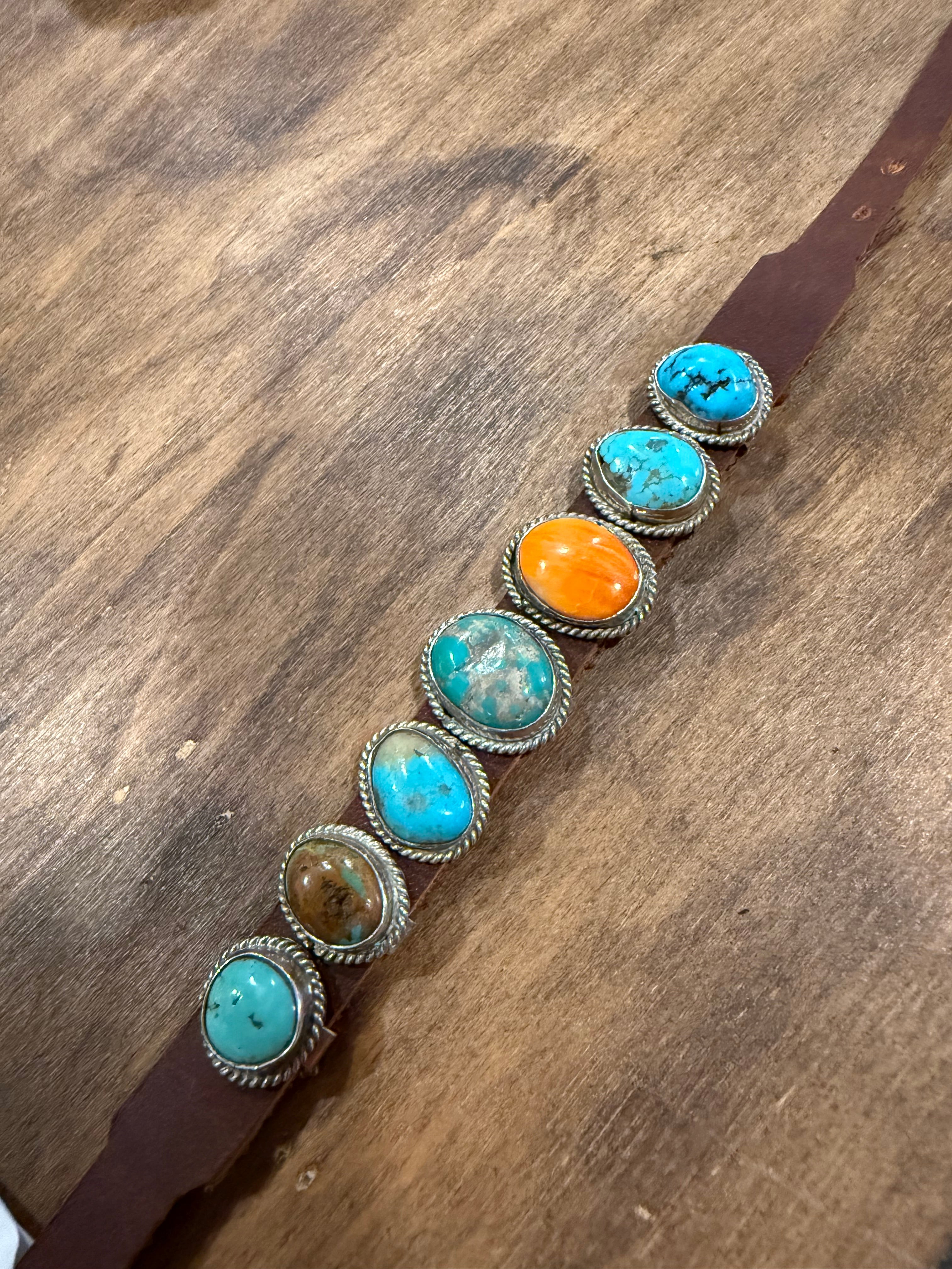 Multi Stone leather Bracelet