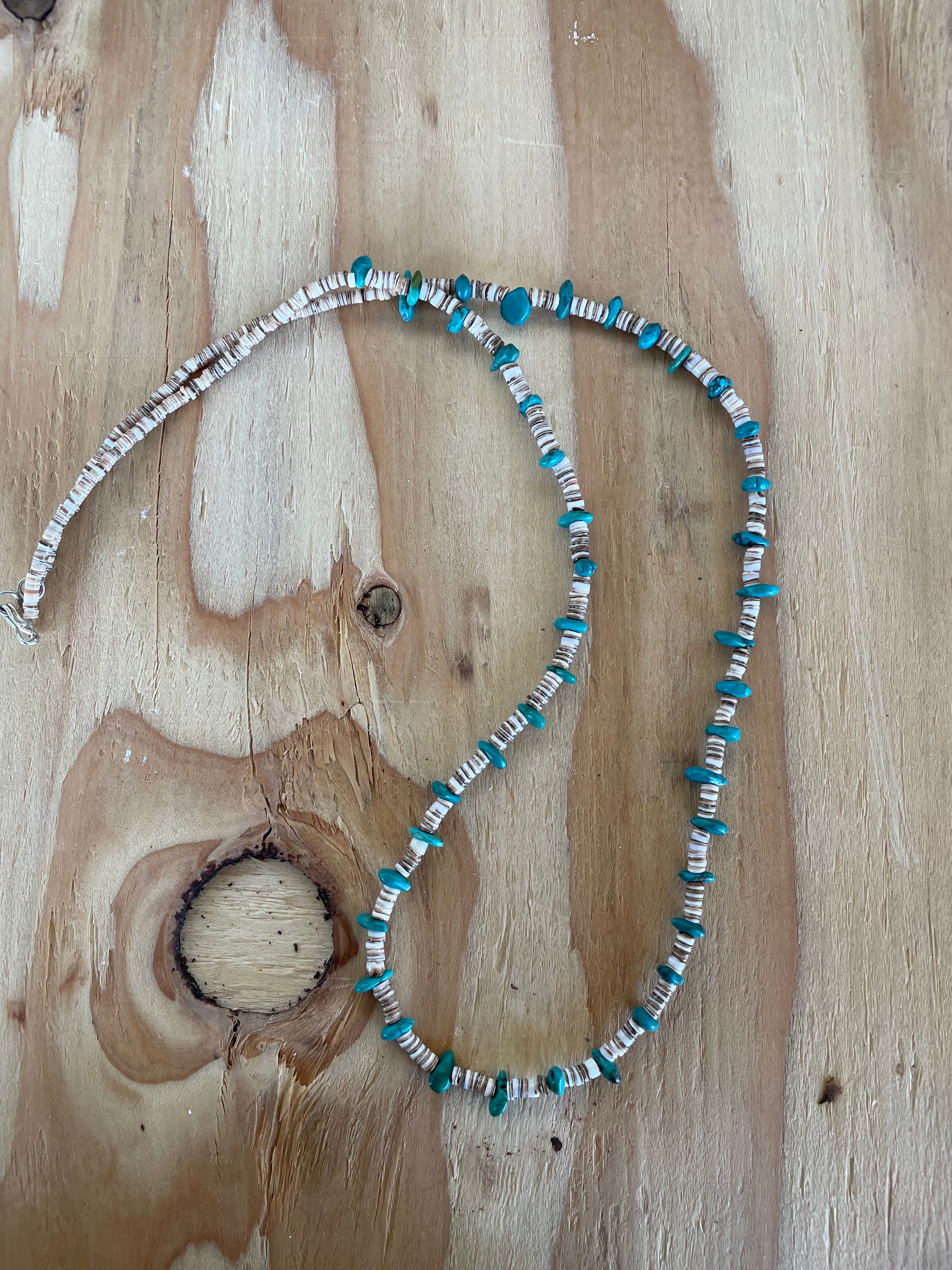 Turquoise & Heishi Necklace 30in