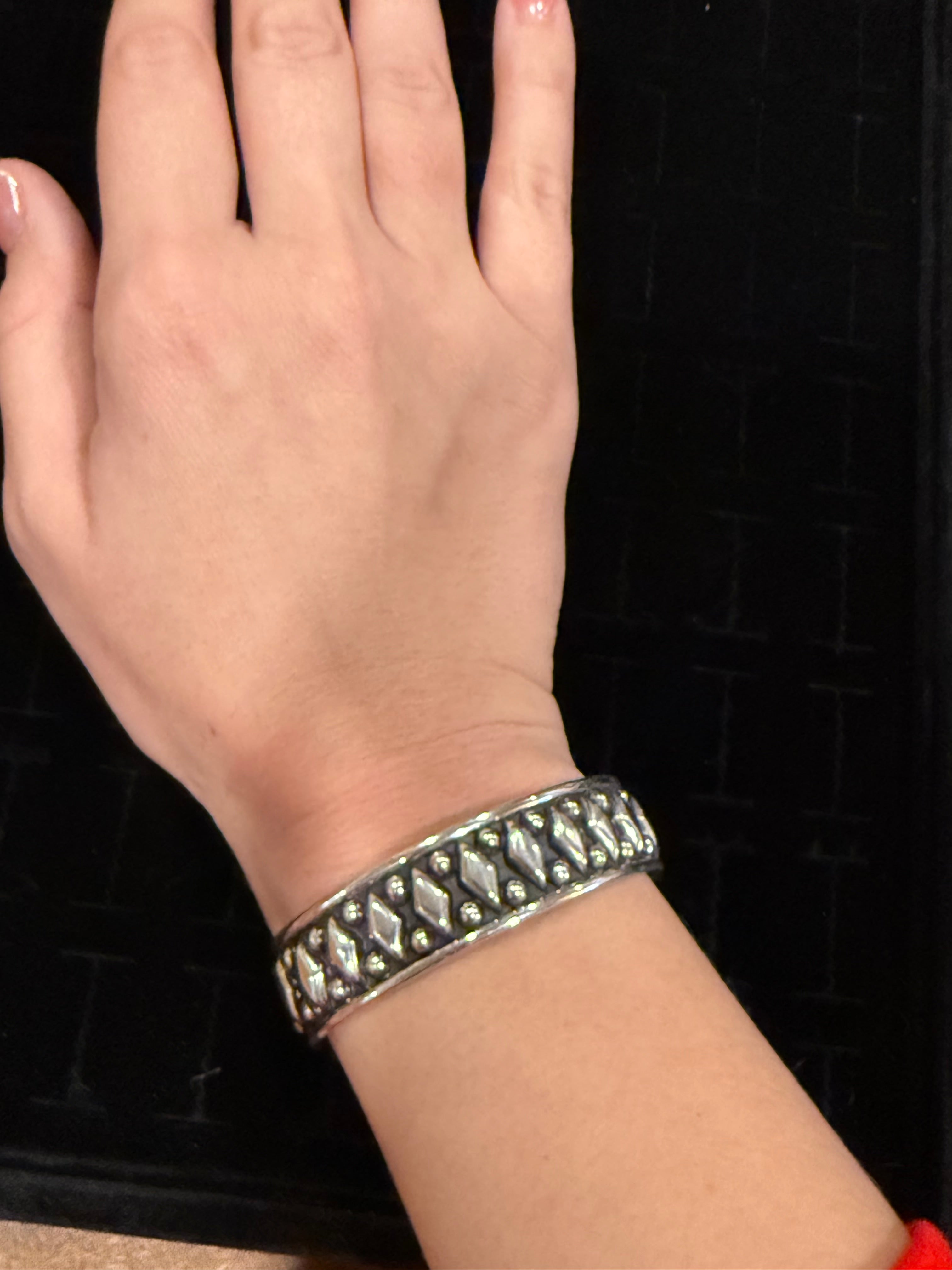 Sterling Silver Diamond Bubble Cuff