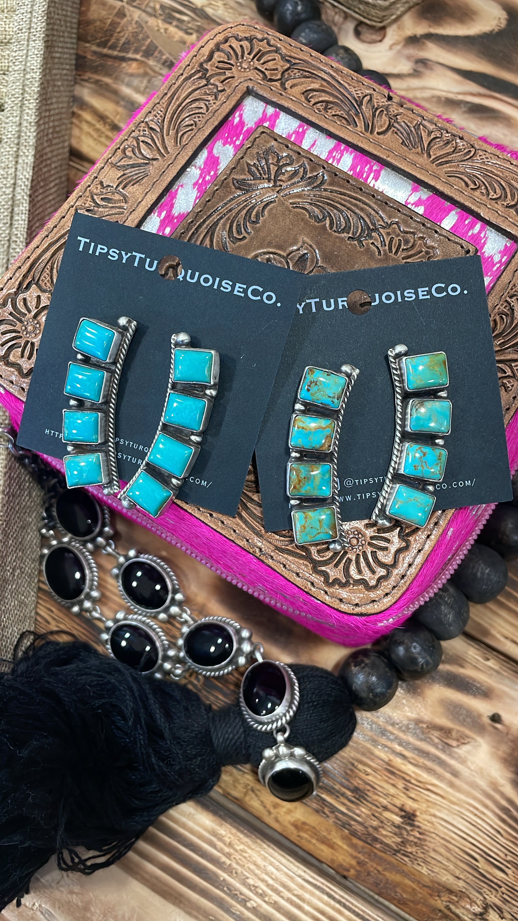 4 Stone Kingman Drop Earrings