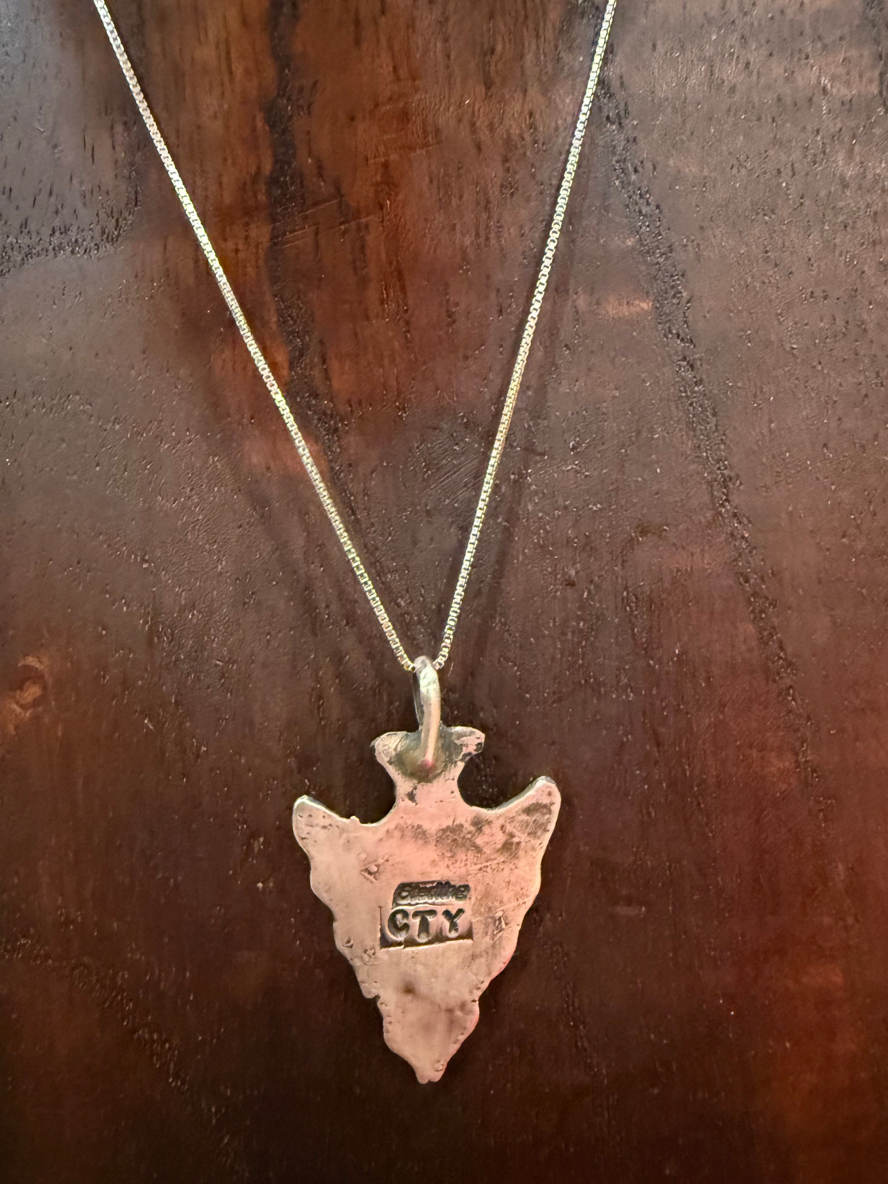 Sterling Silver Arrowhead with Turquoise Necklace