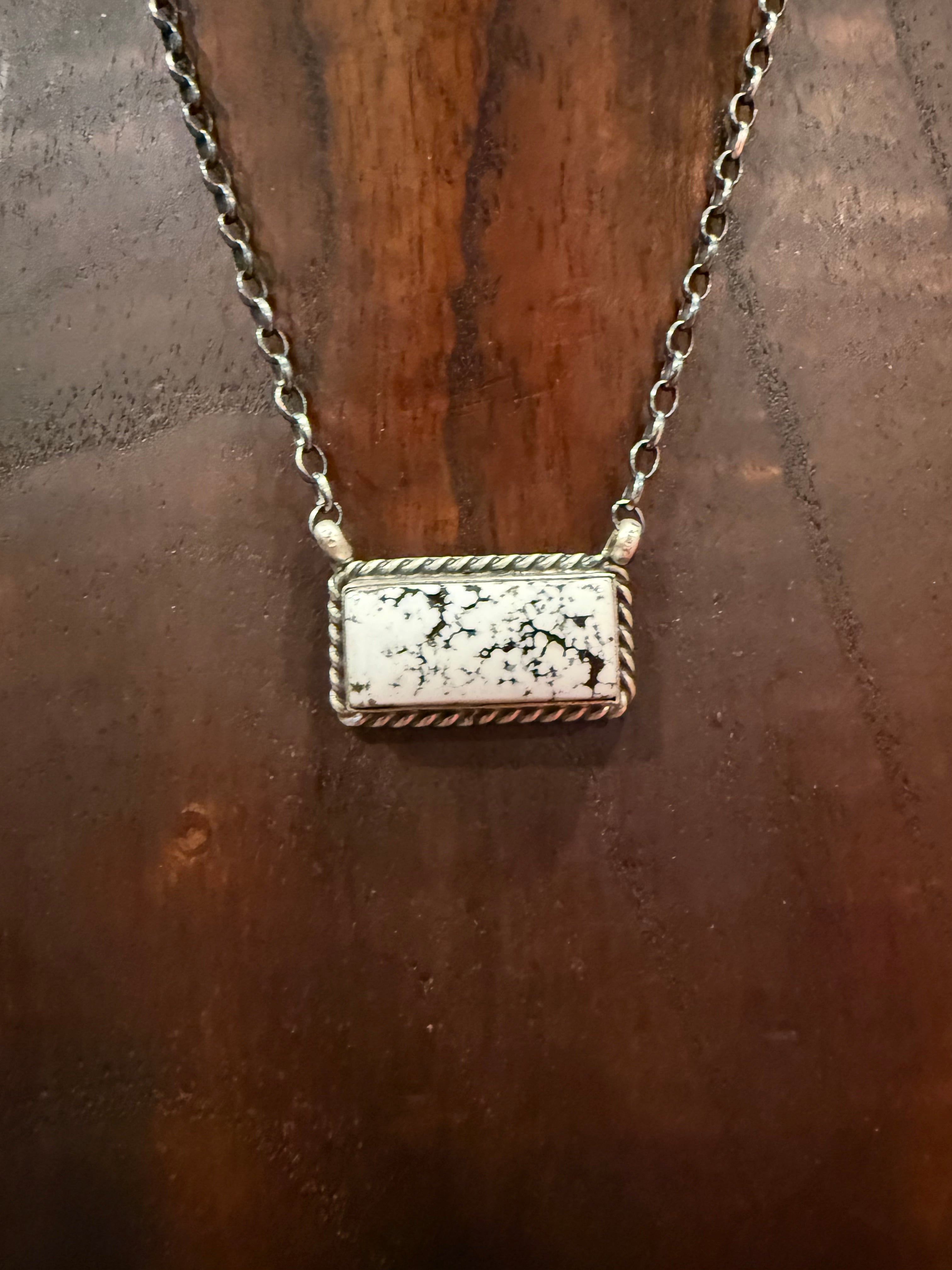 White Howlite Bar Necklaces