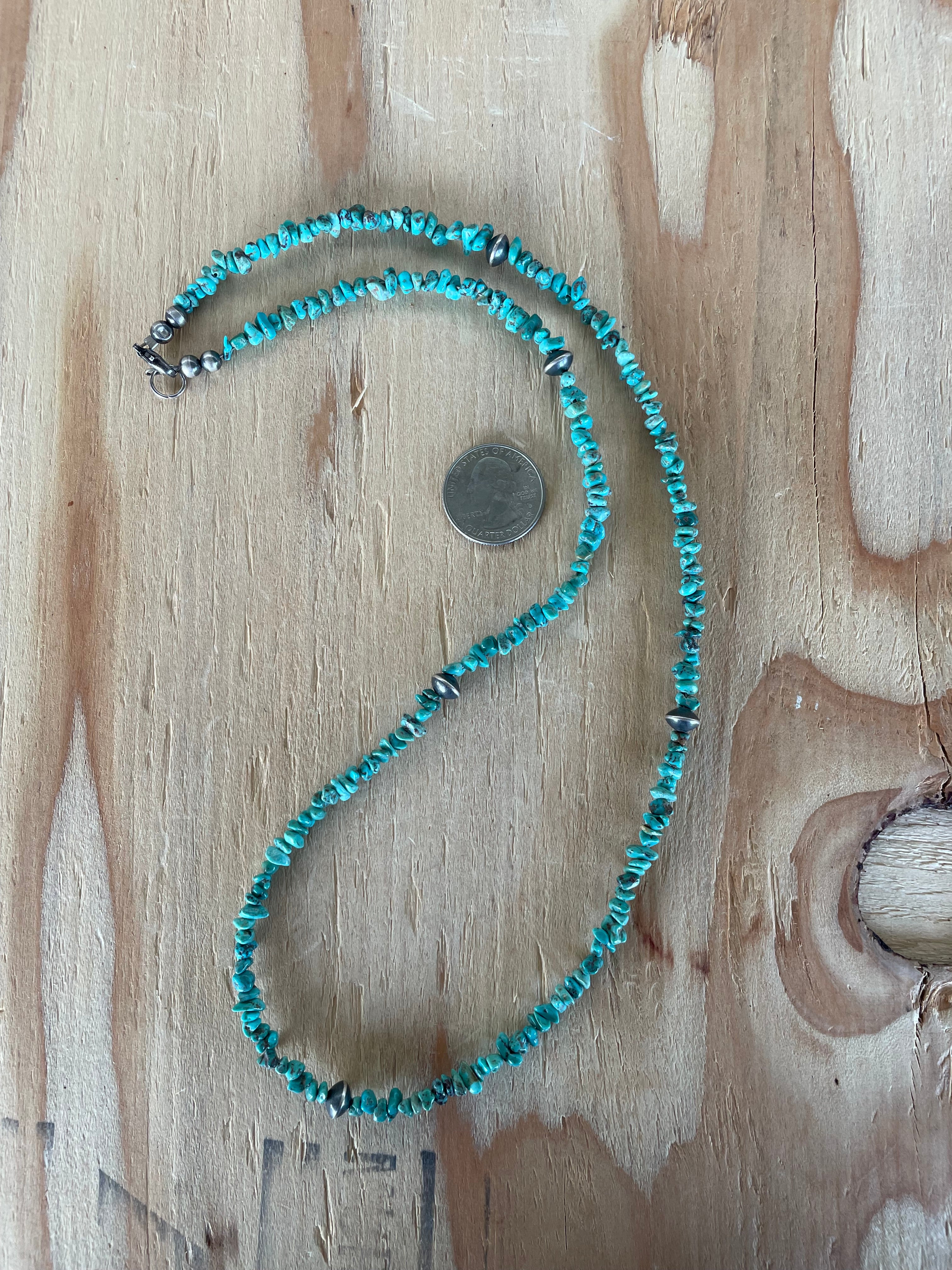 Turquoise Chips w/ Disk Navajos Necklace
