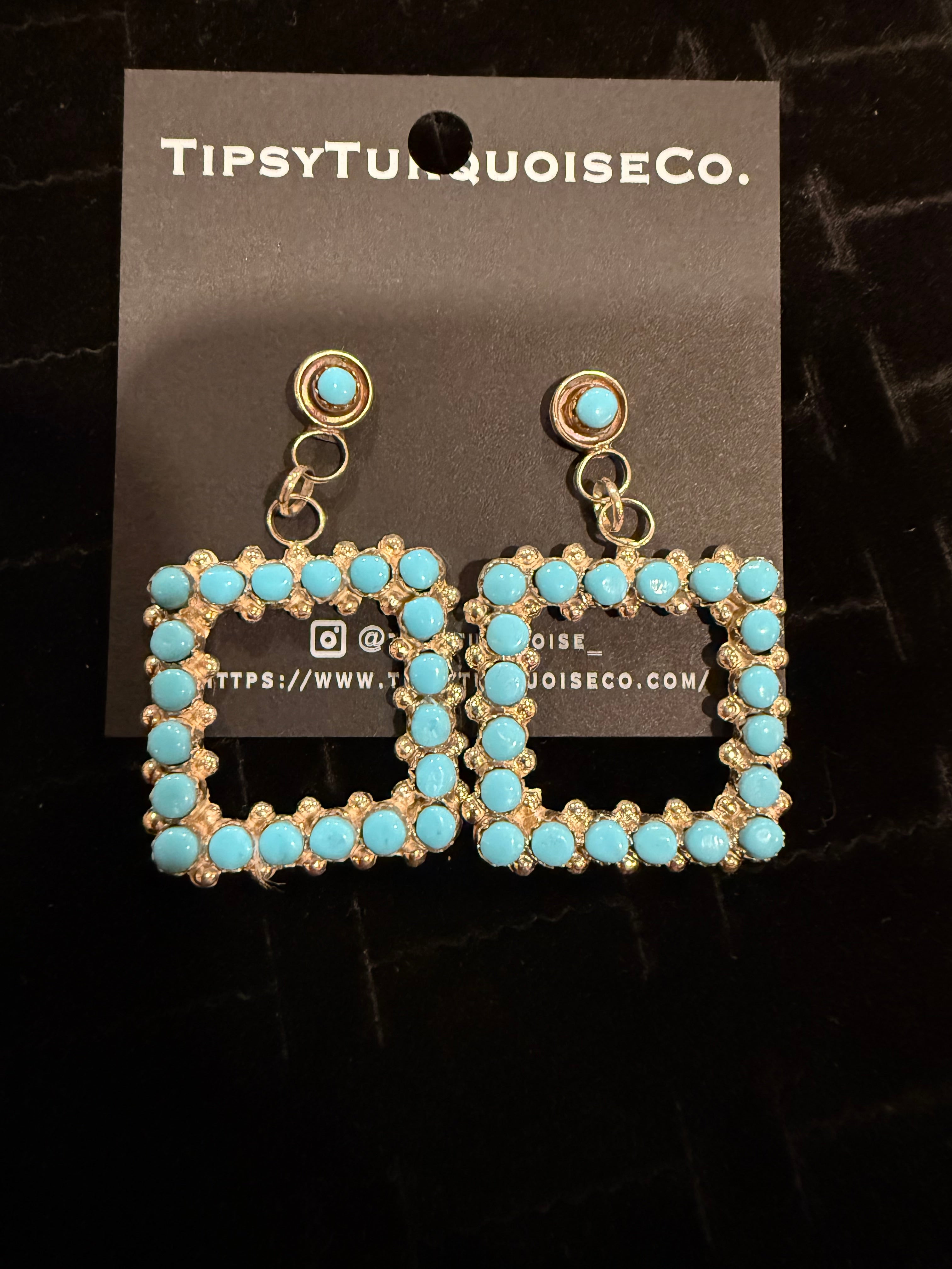 Kingman Studs with Squares Earrings