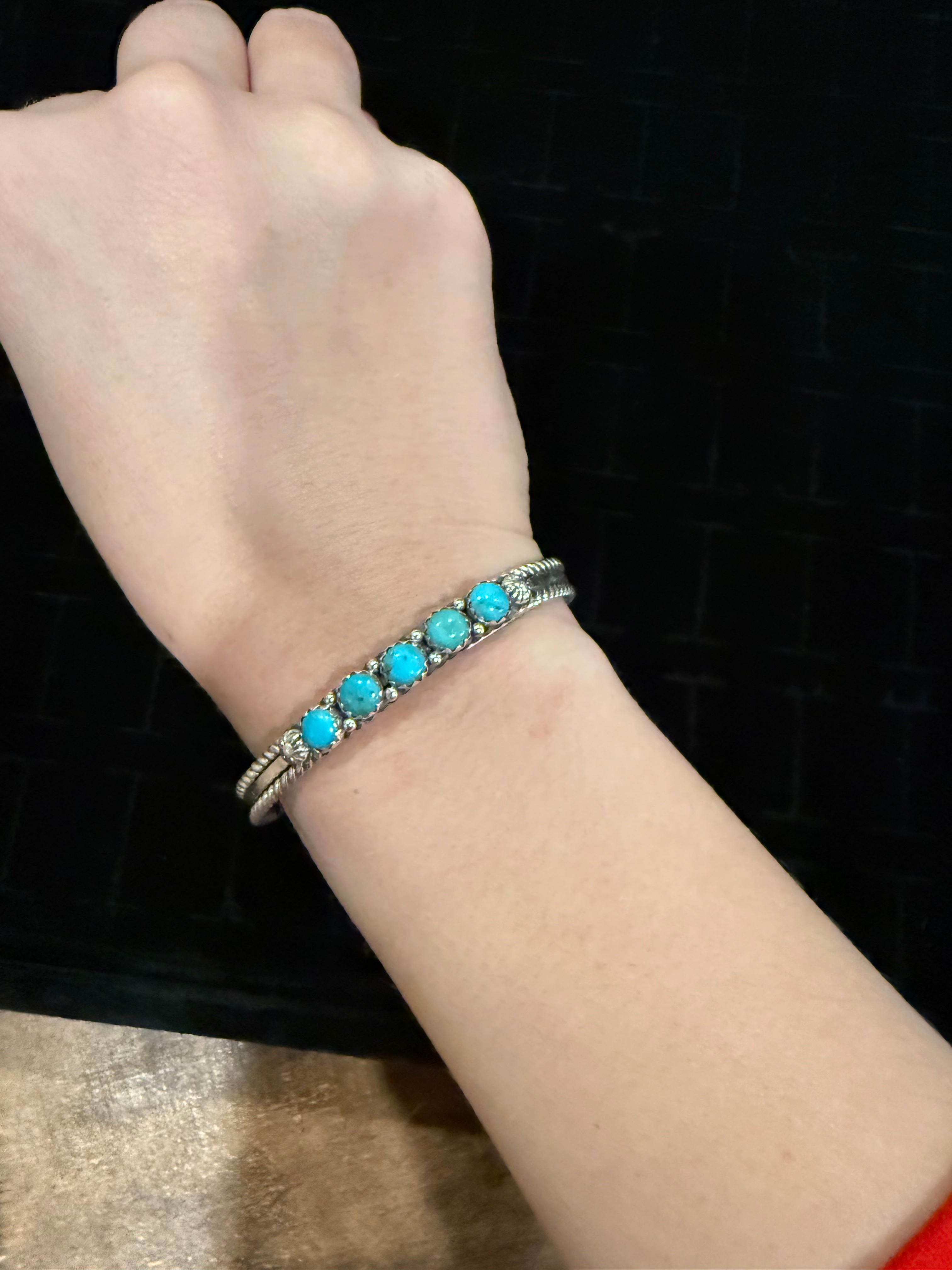 5 Turquoise Stone Rope Cuff