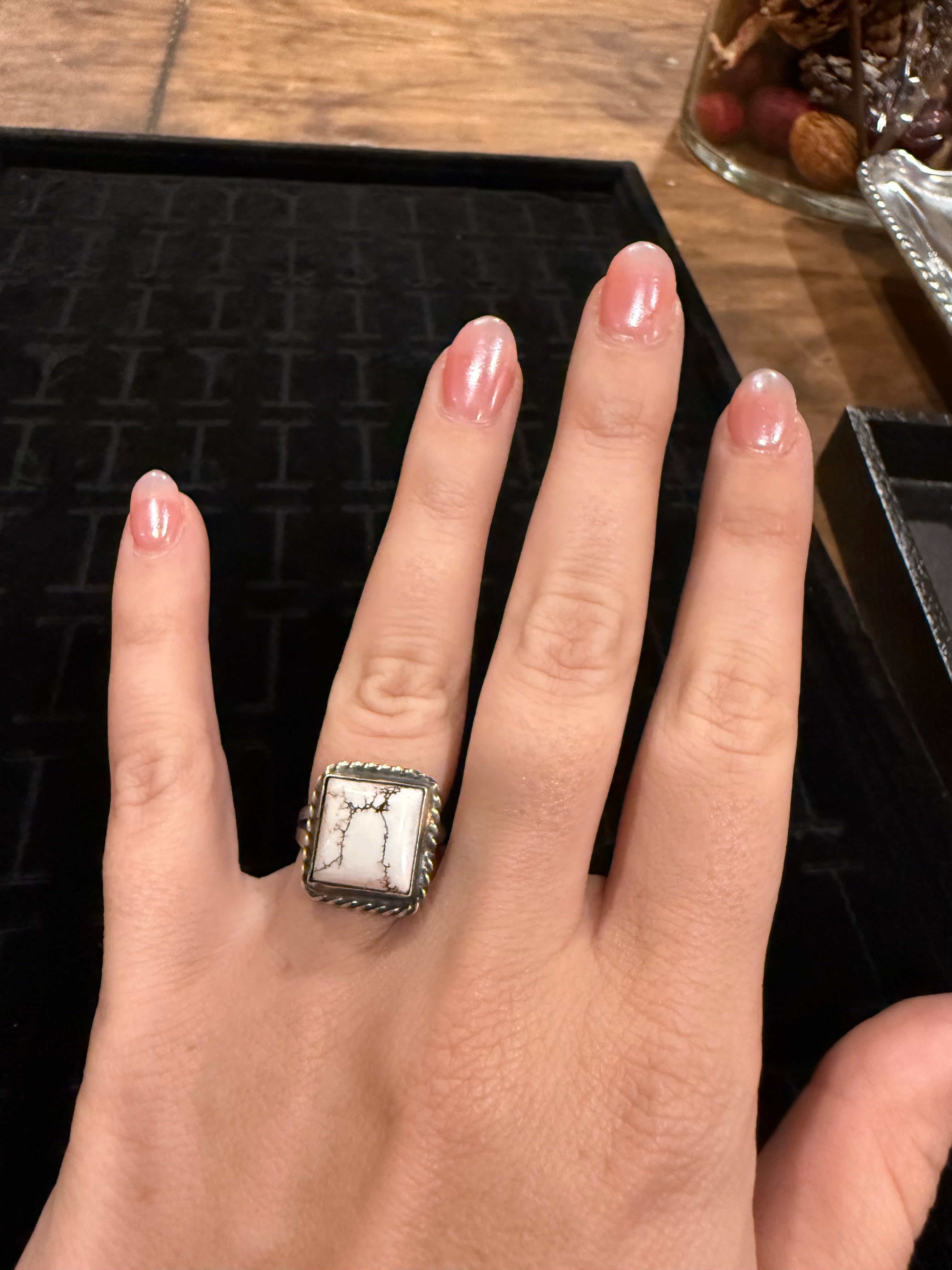 Square Stone Rings w/ Rope Design