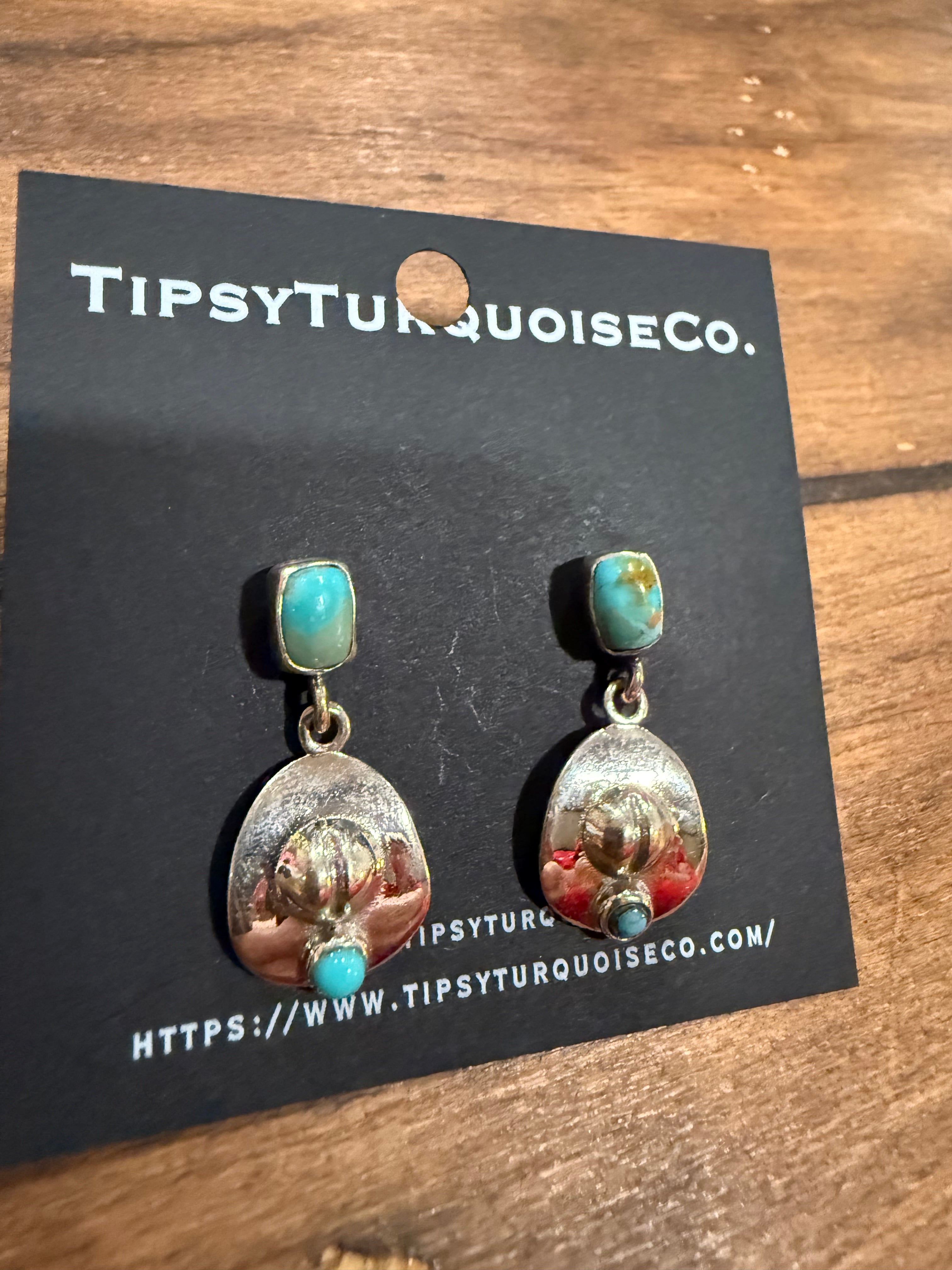 Kingman Studs with Cowboy Hat Earrings