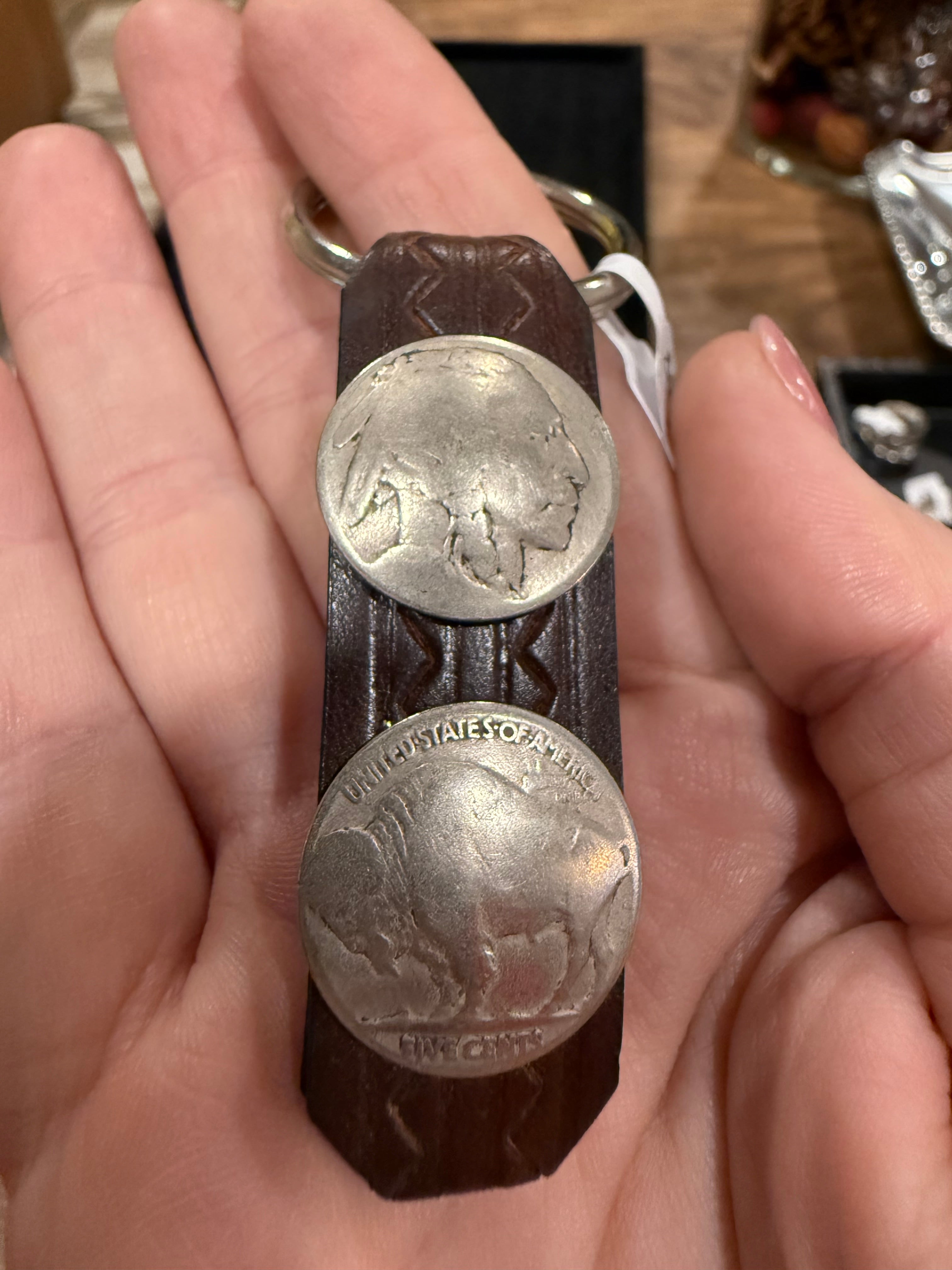 Leather Keychains w/ Silver Nickels
