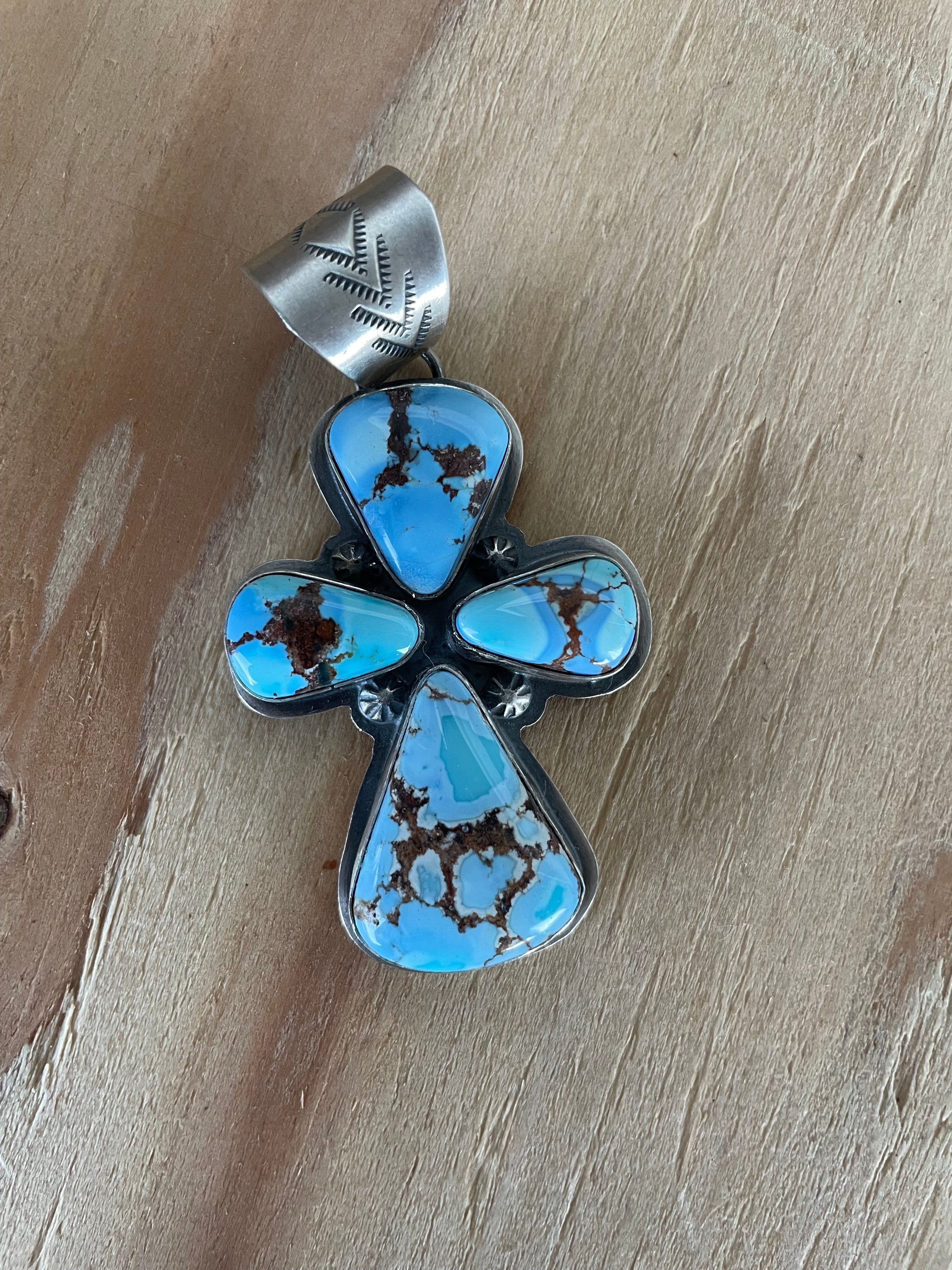 Golden Hill 4 Stone Cross Pendant