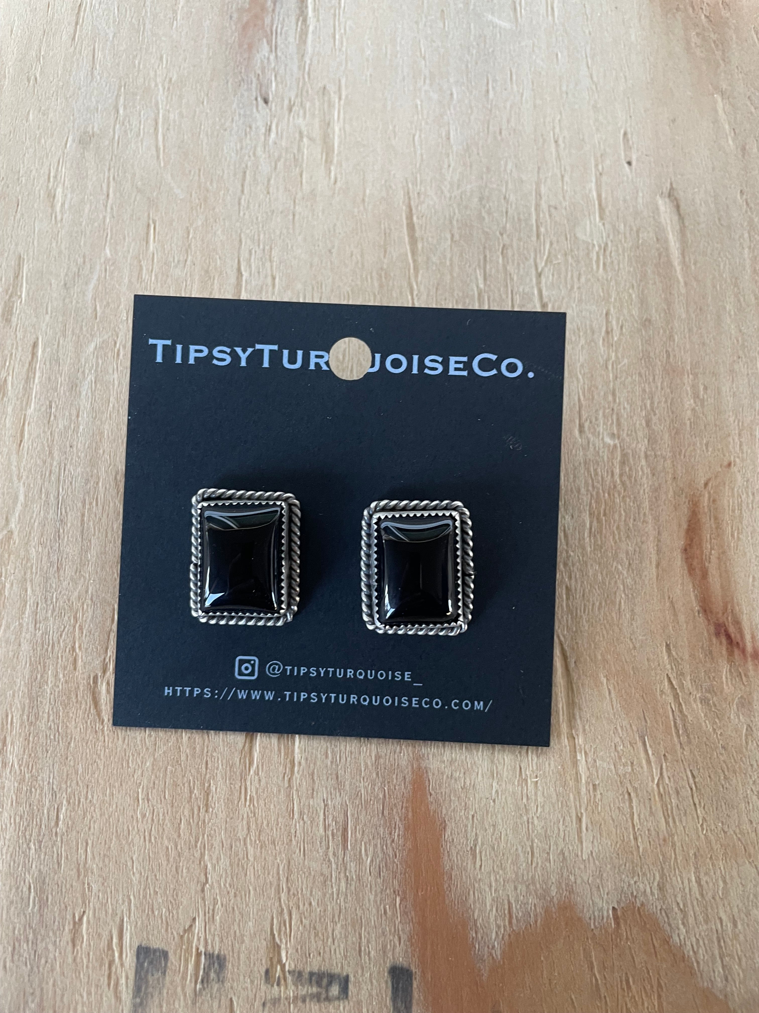 Onyx Square Studs