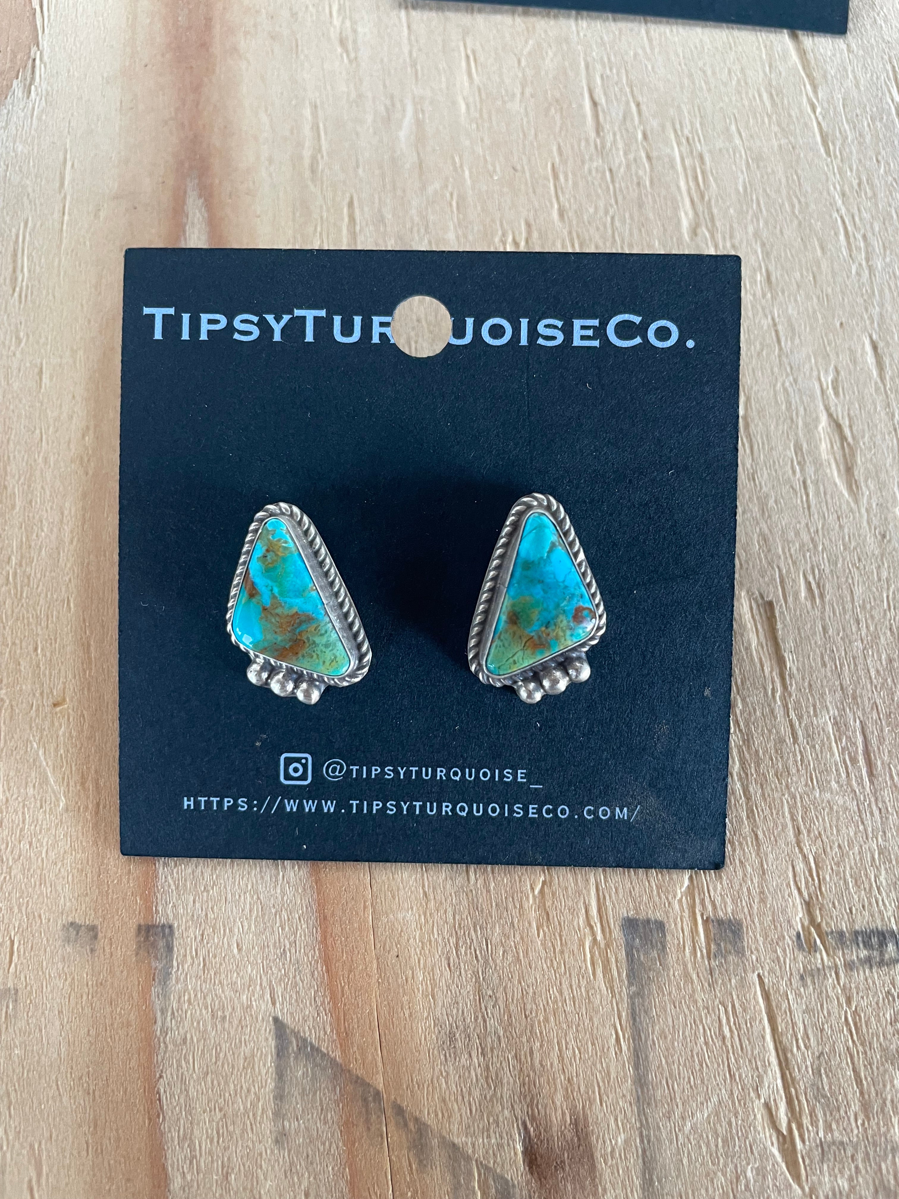 Triangle Turquoise studs w/ 3 Silver embellishments