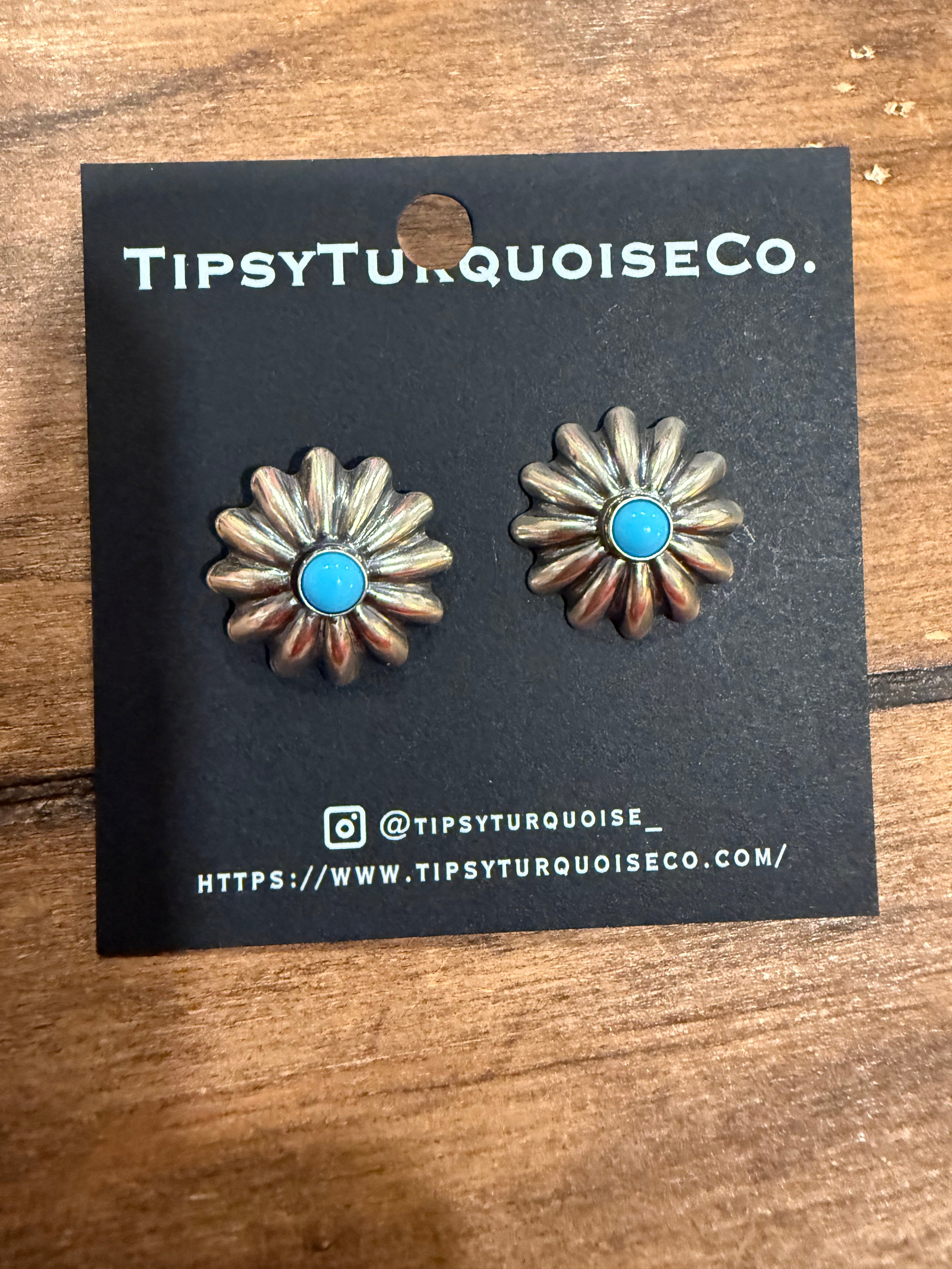 Sterling Silver Conches with Turquoise Stone