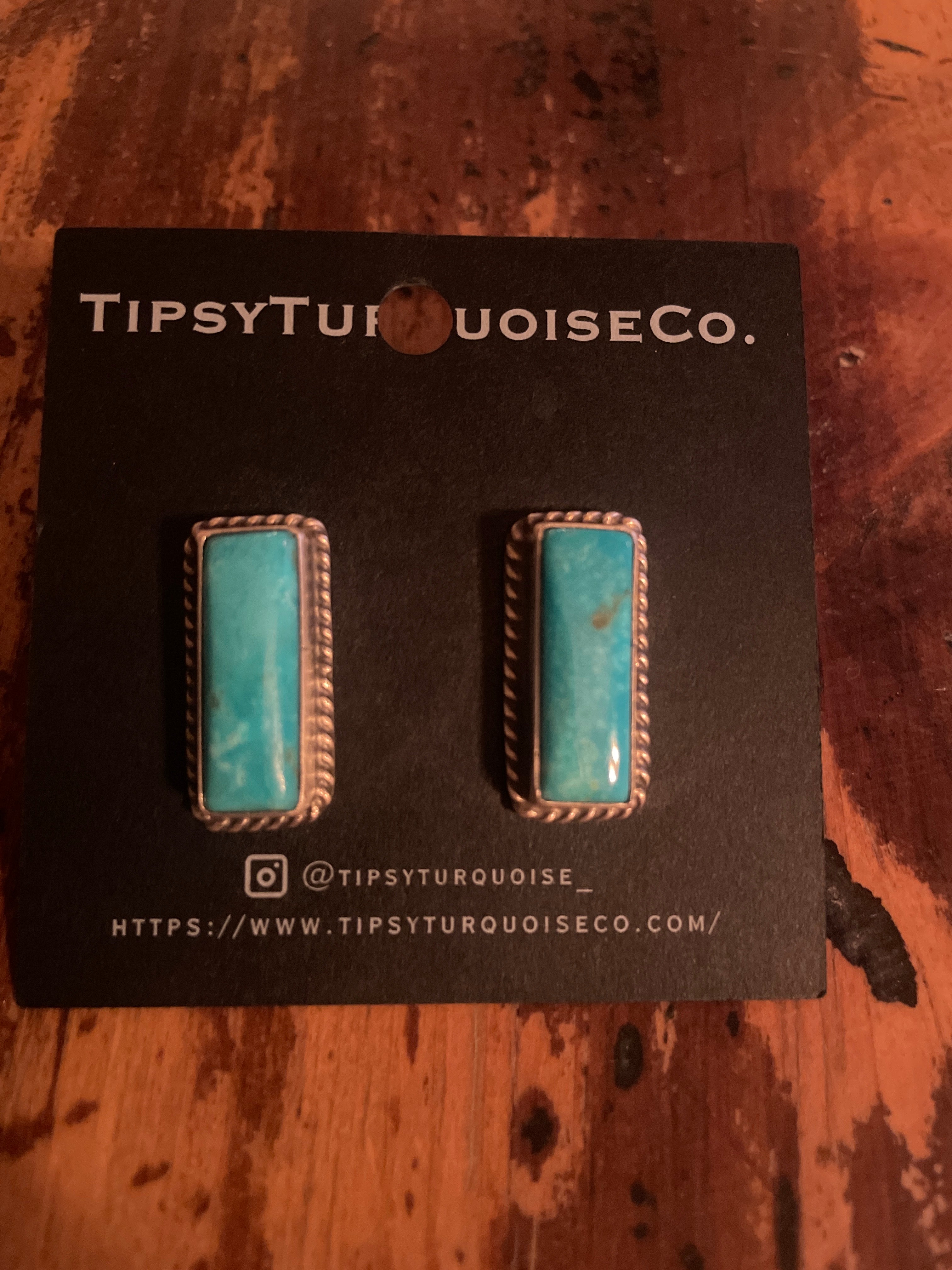 Kingman Turquoise Rectangle Studs