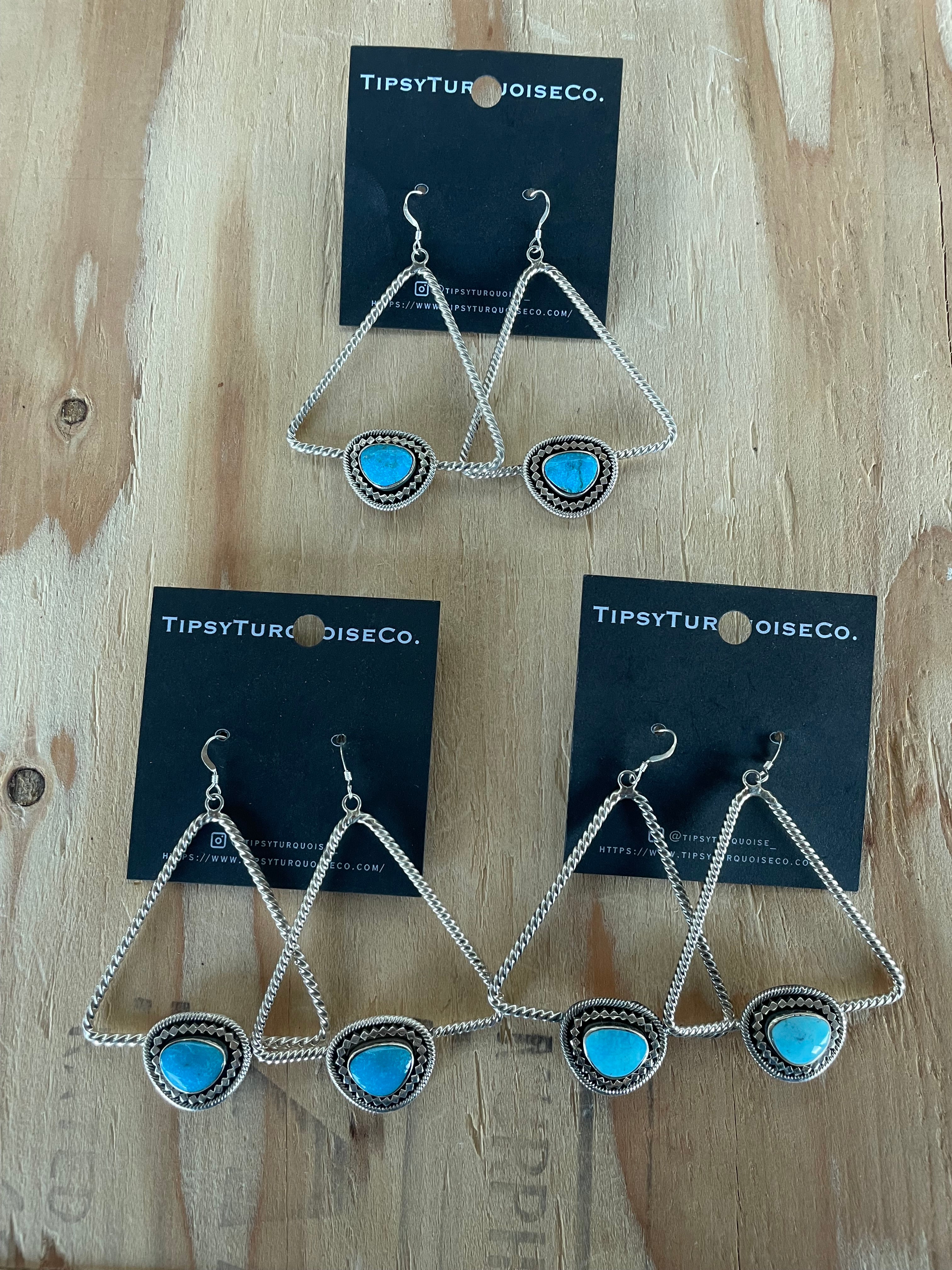 Triangle Turquoise Hoops Earrings