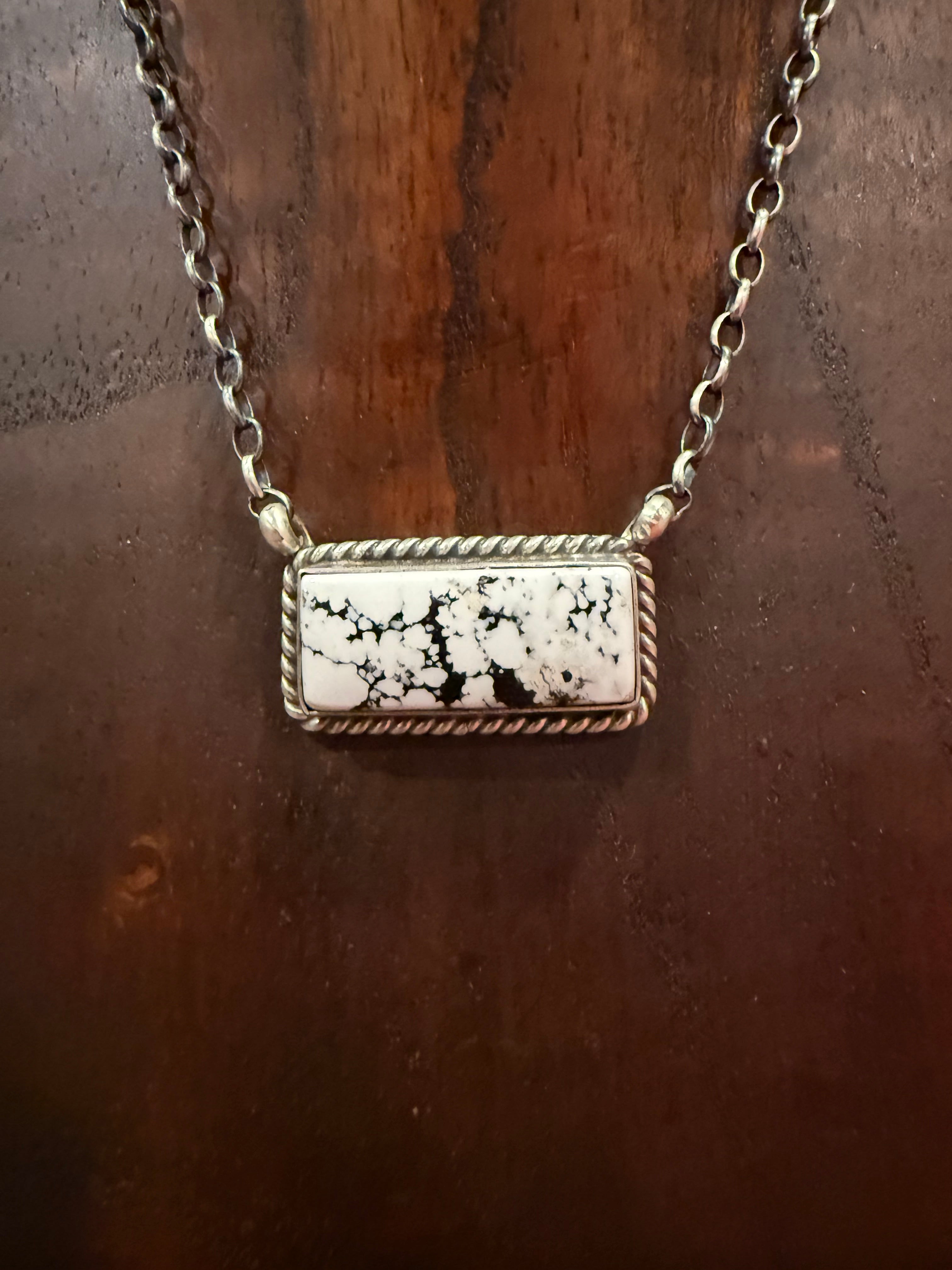 White Howlite Bar Necklaces