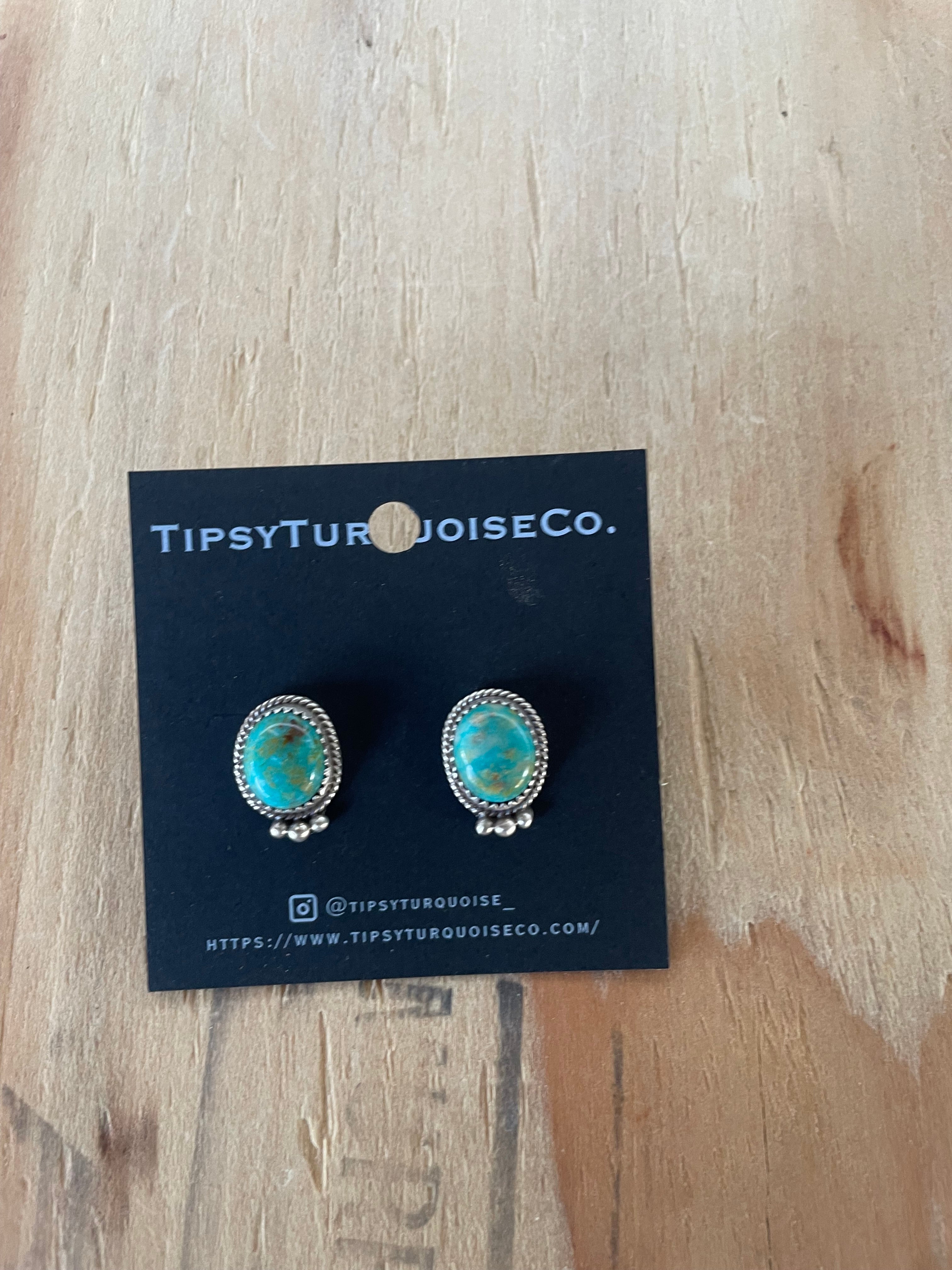 Turquoise Studs w/ 3 Silver Balls