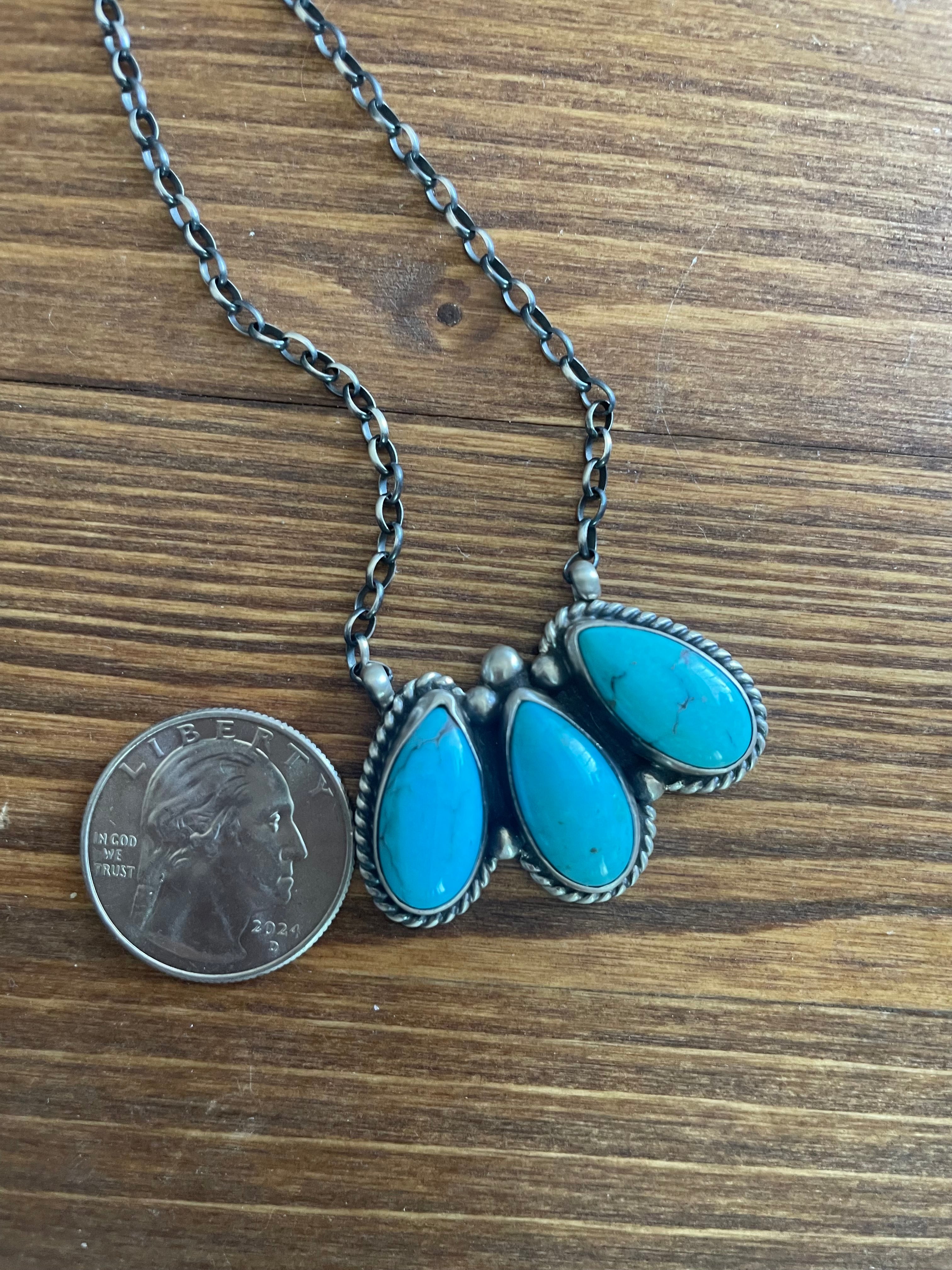 Three Stone Turquoise Necklace