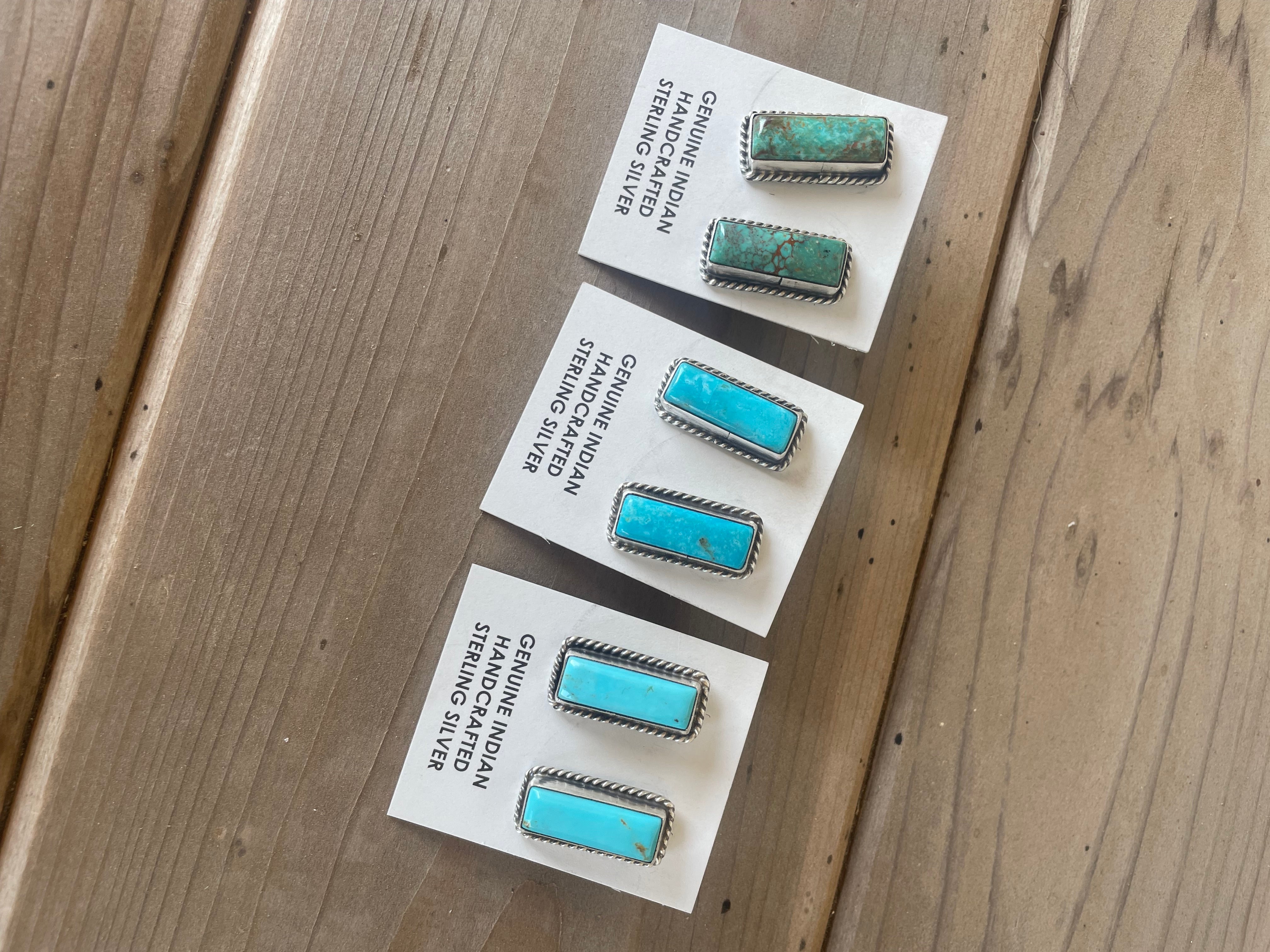 Kingman Turquoise Rectangle Studs