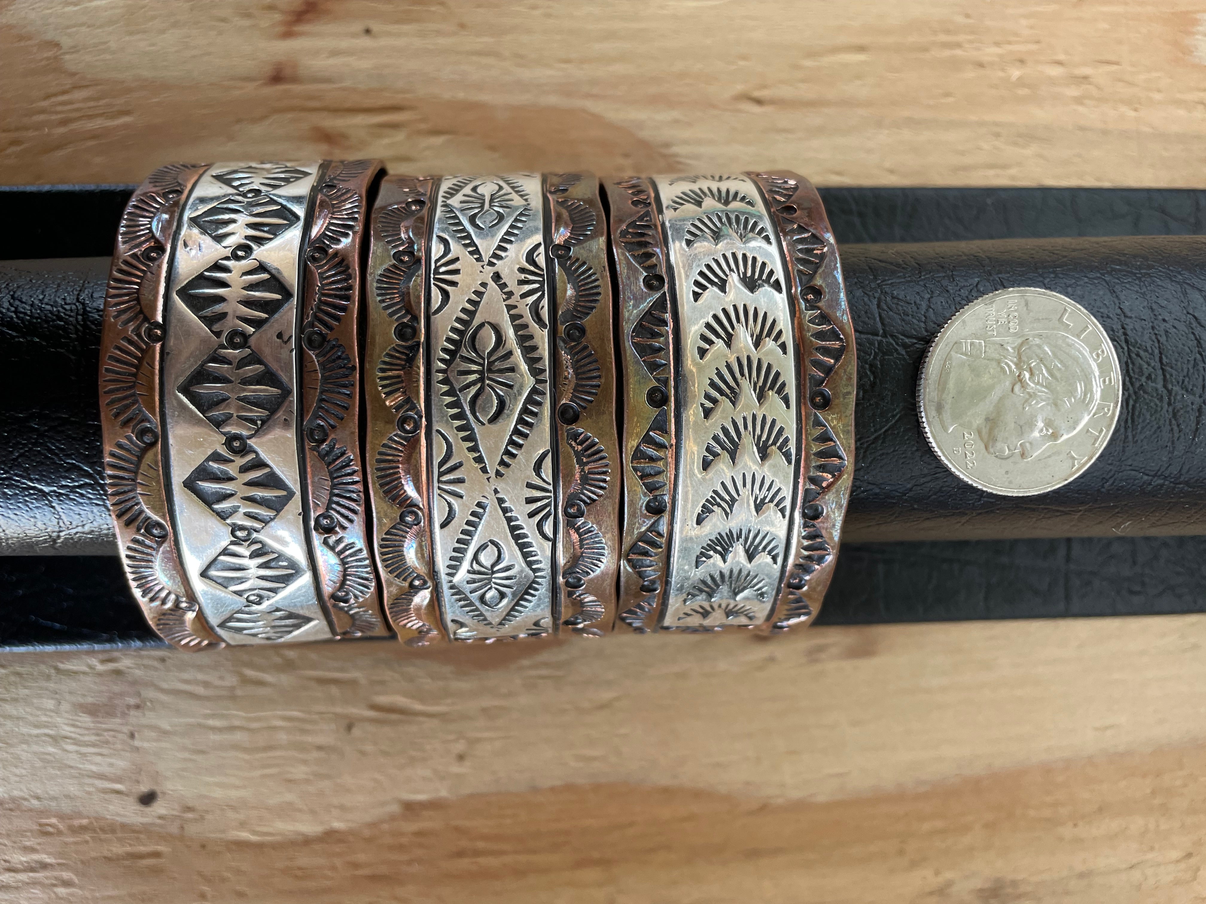 Large Silver Plated Copper Cuffs