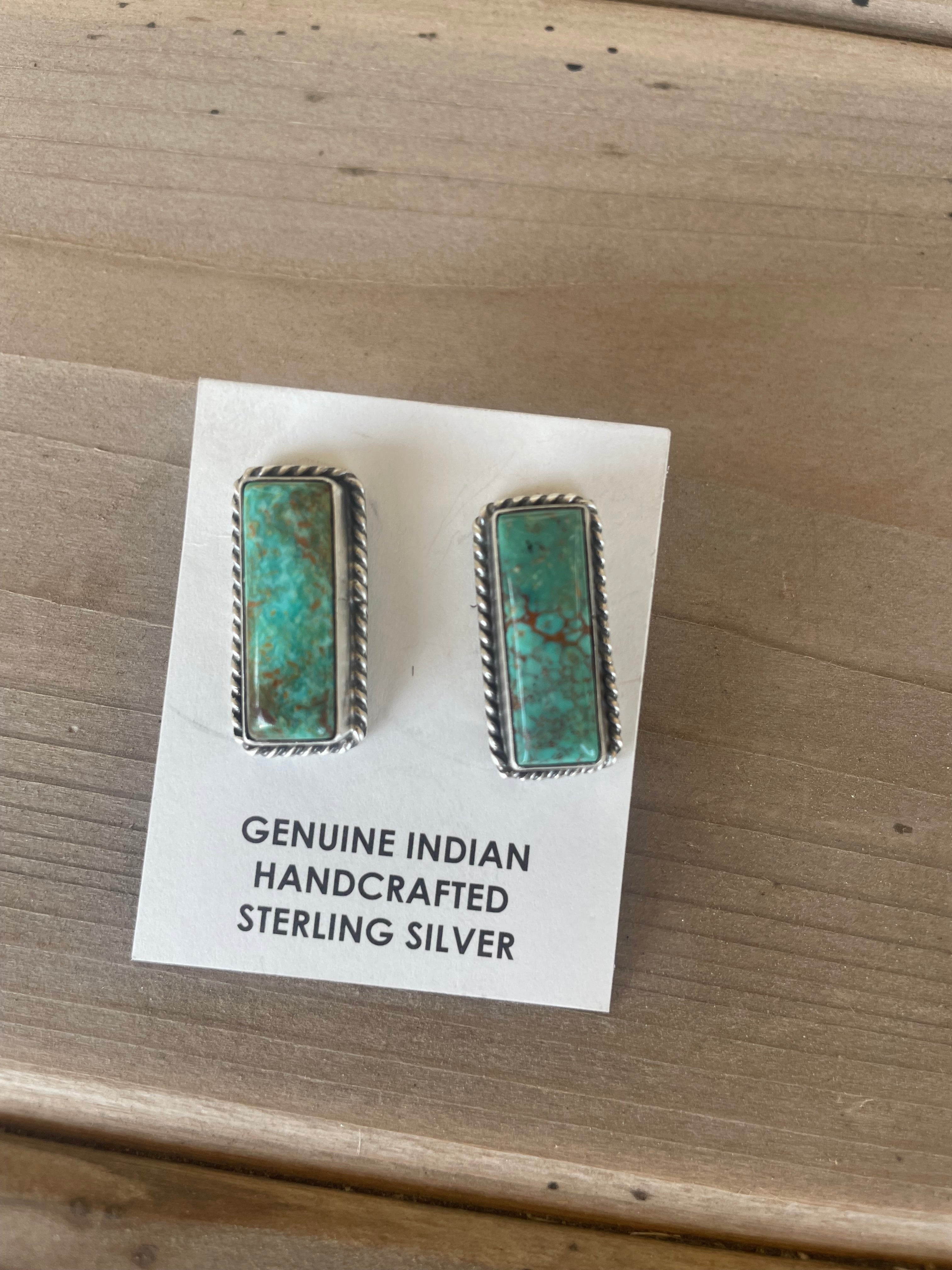 Kingman Turquoise Rectangle Studs