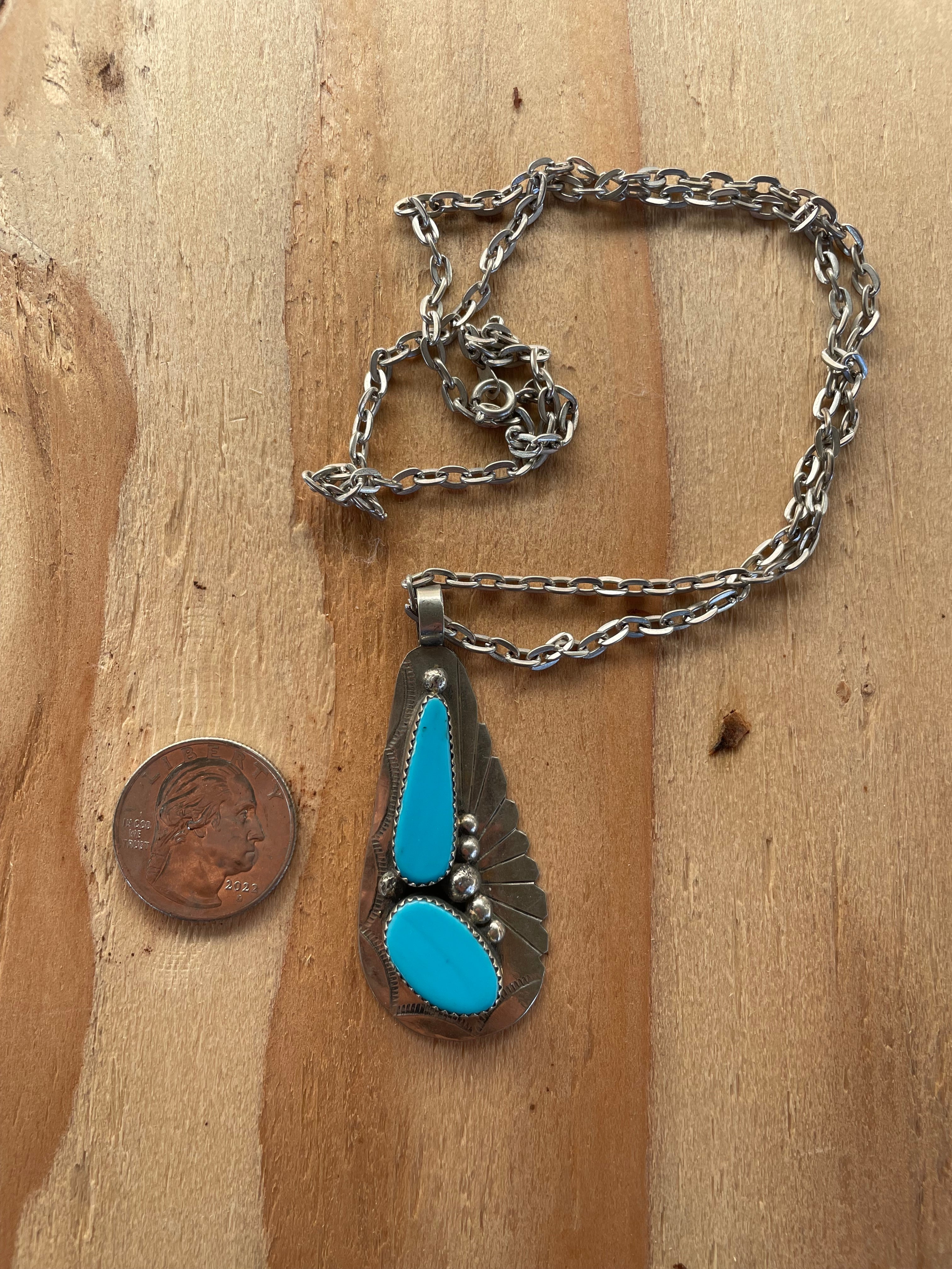 Large Two Stone Turquoise Necklace