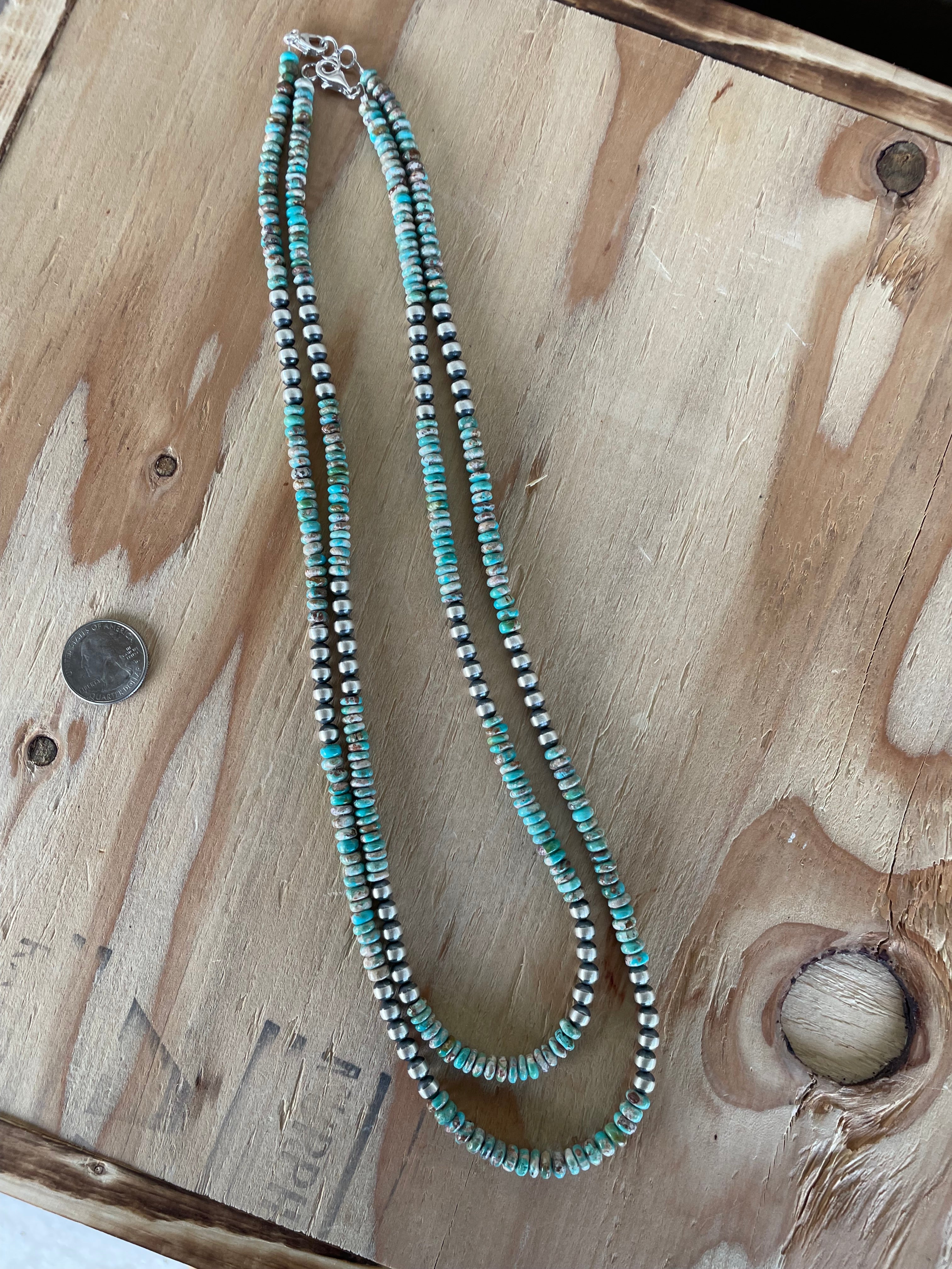 Turquoise Rondelle w/ Navajos Necklace