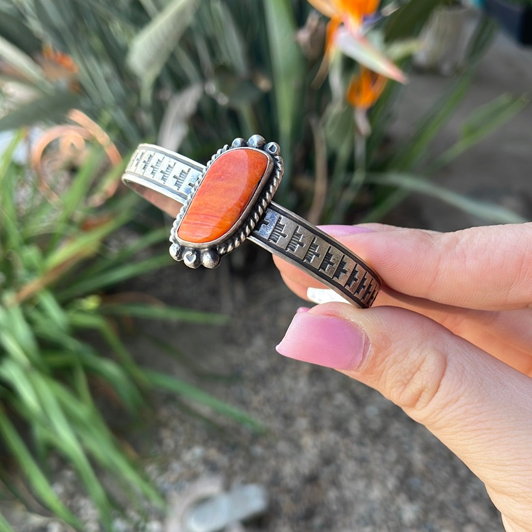 Orange Spiny Stamped Cuff