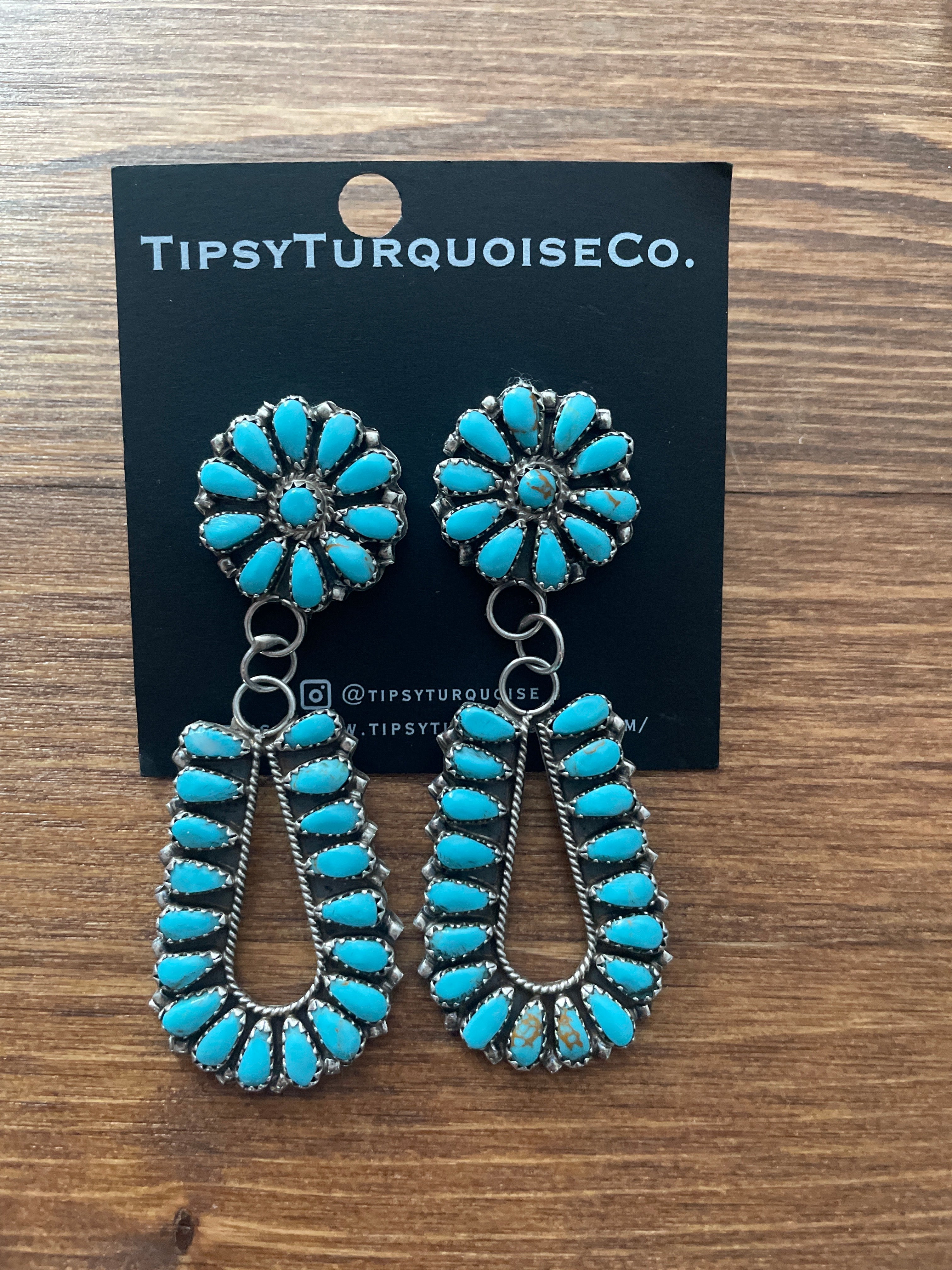 Turquoise Cluster Drop Earrings