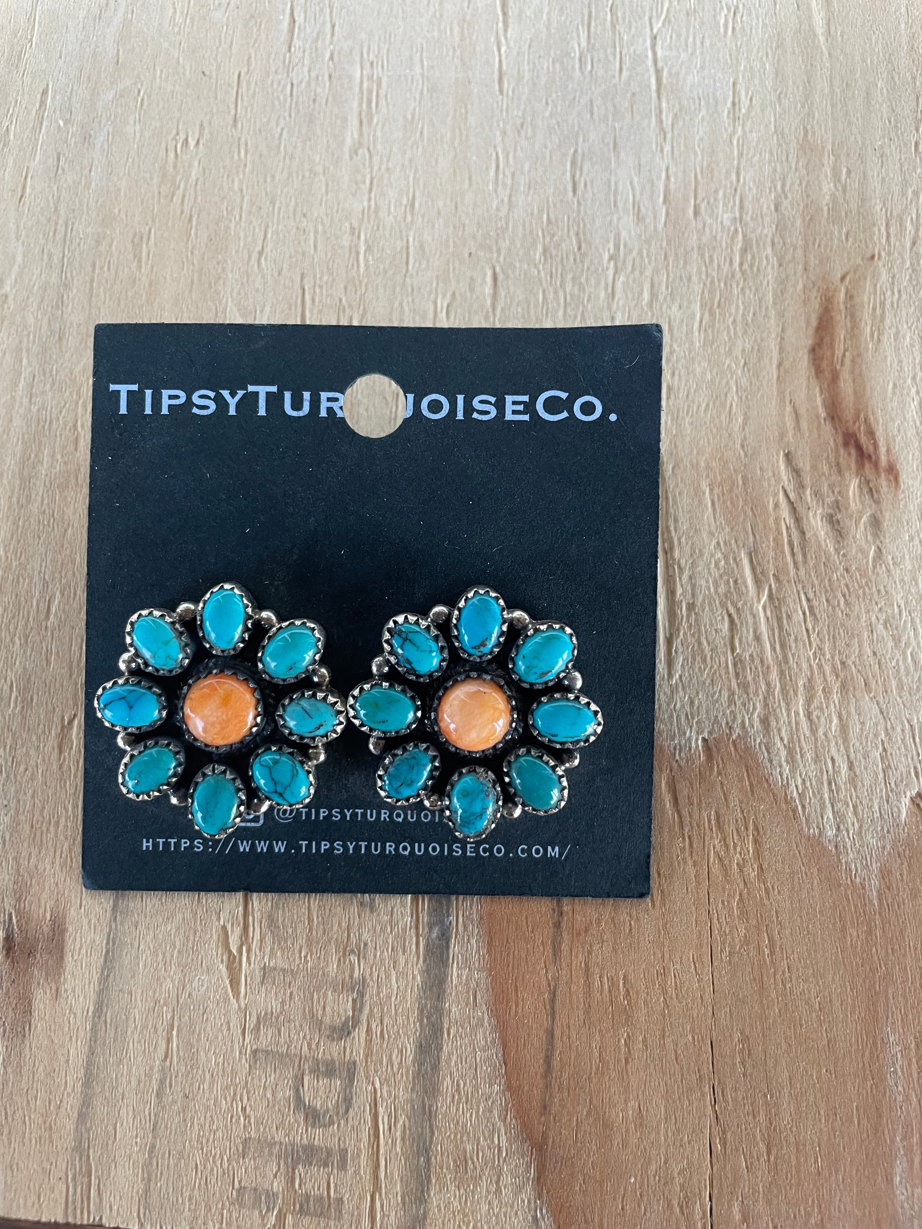 Turquoise & Spiny Cluster Earrings
