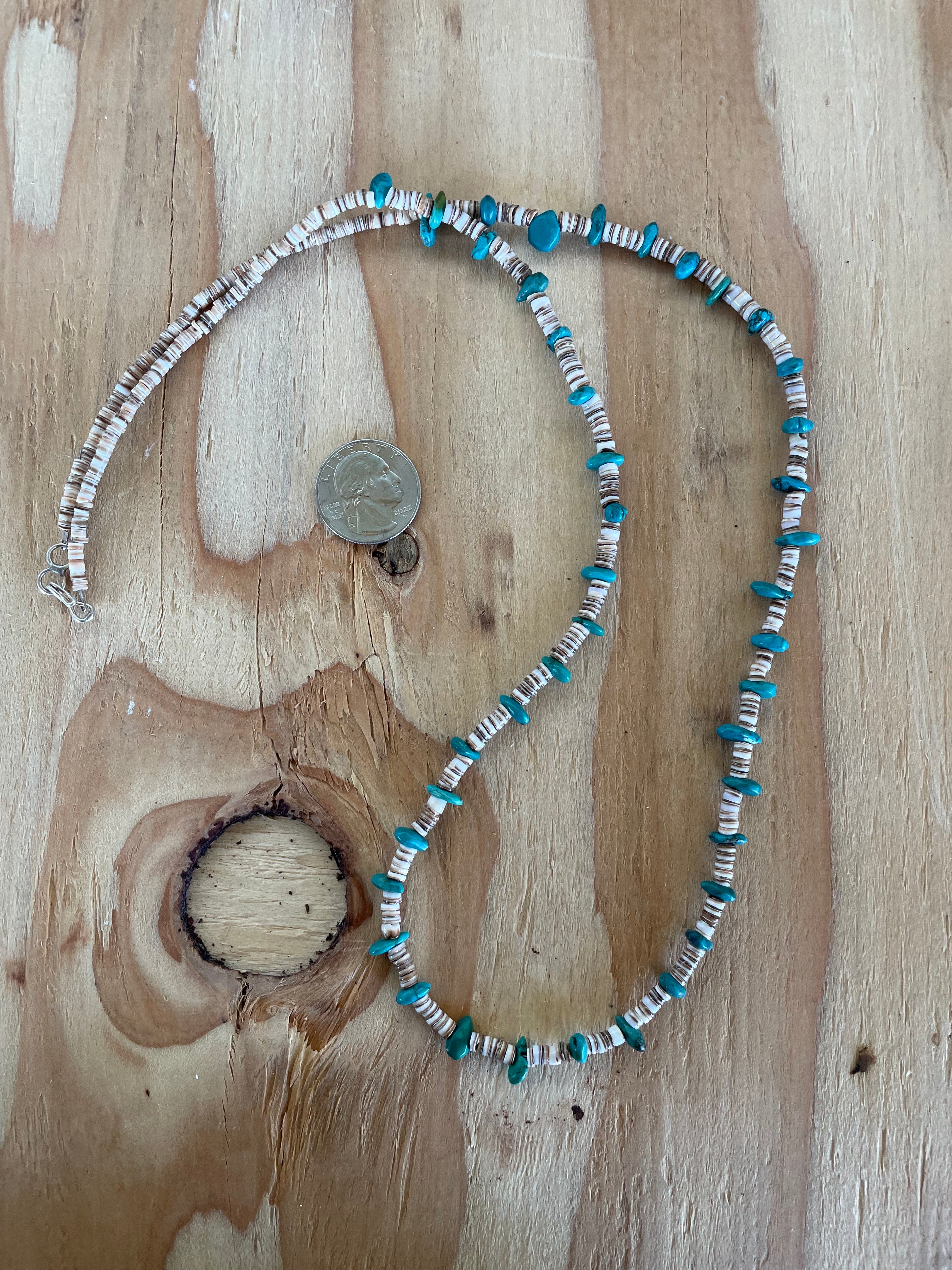 Turquoise & Heishi Necklace 30in