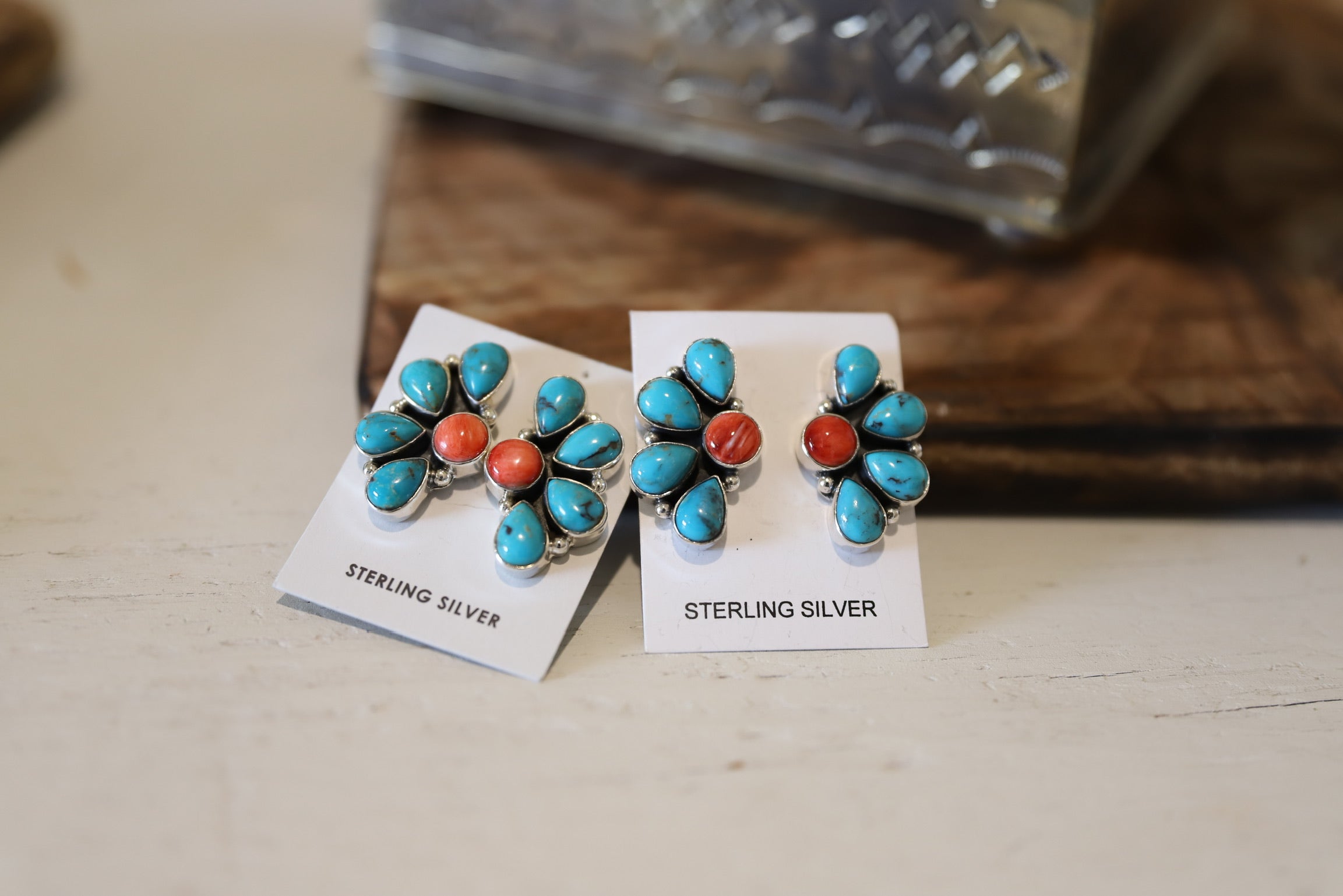 Turquoise & Spiny Half Earrings