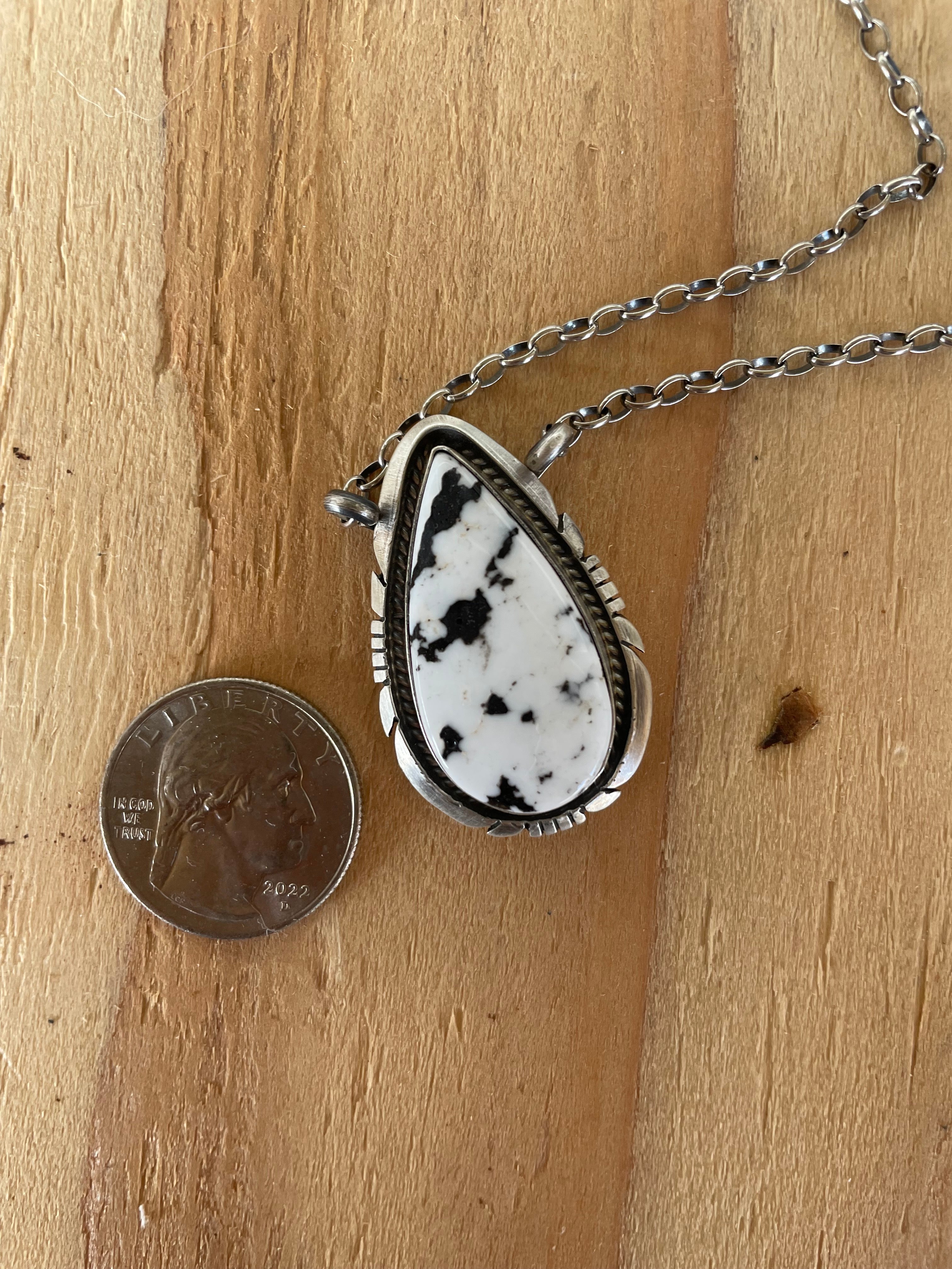 White Buffalo Teardrop Necklace