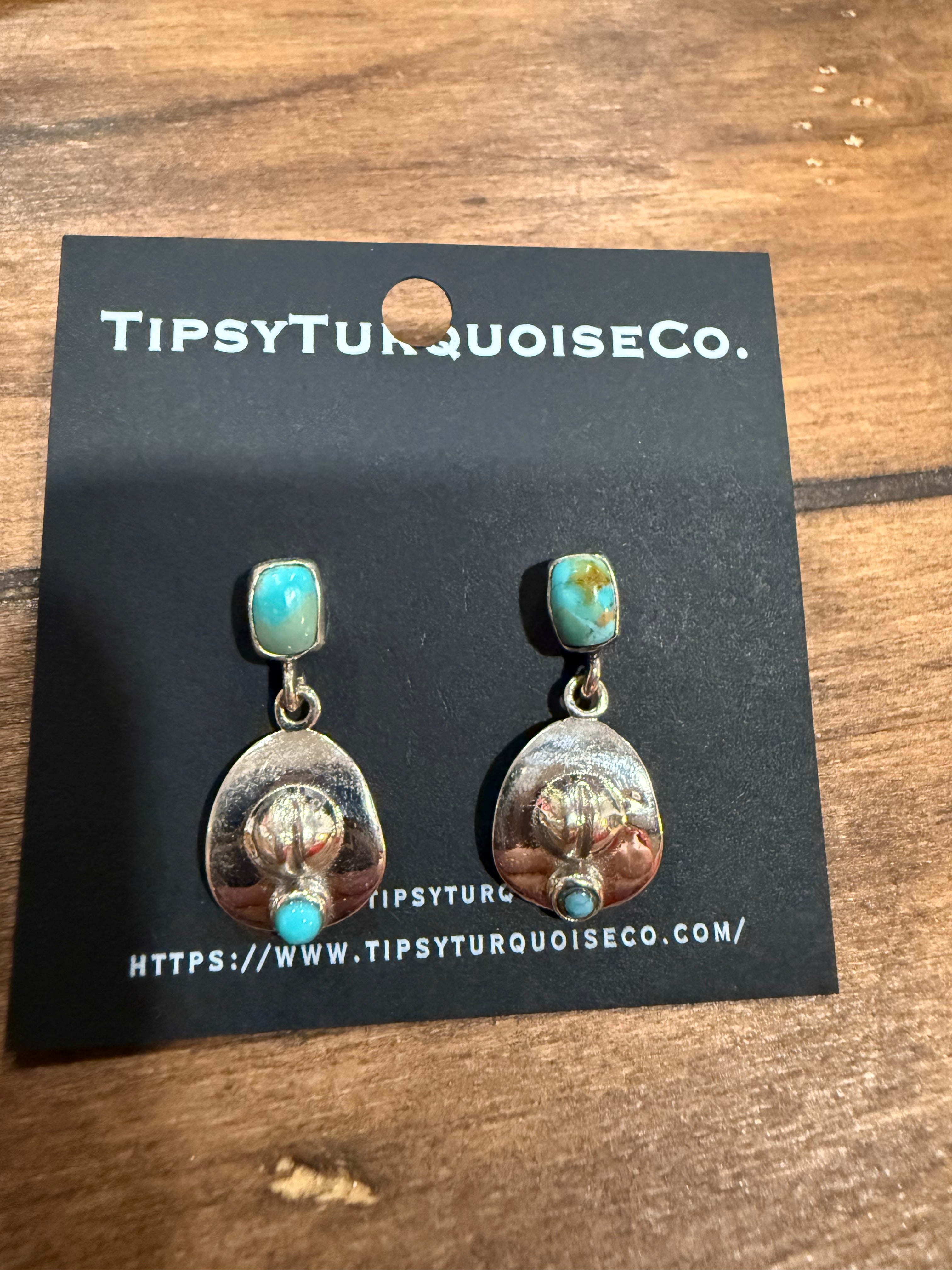 Kingman Studs with Cowboy Hat Earrings