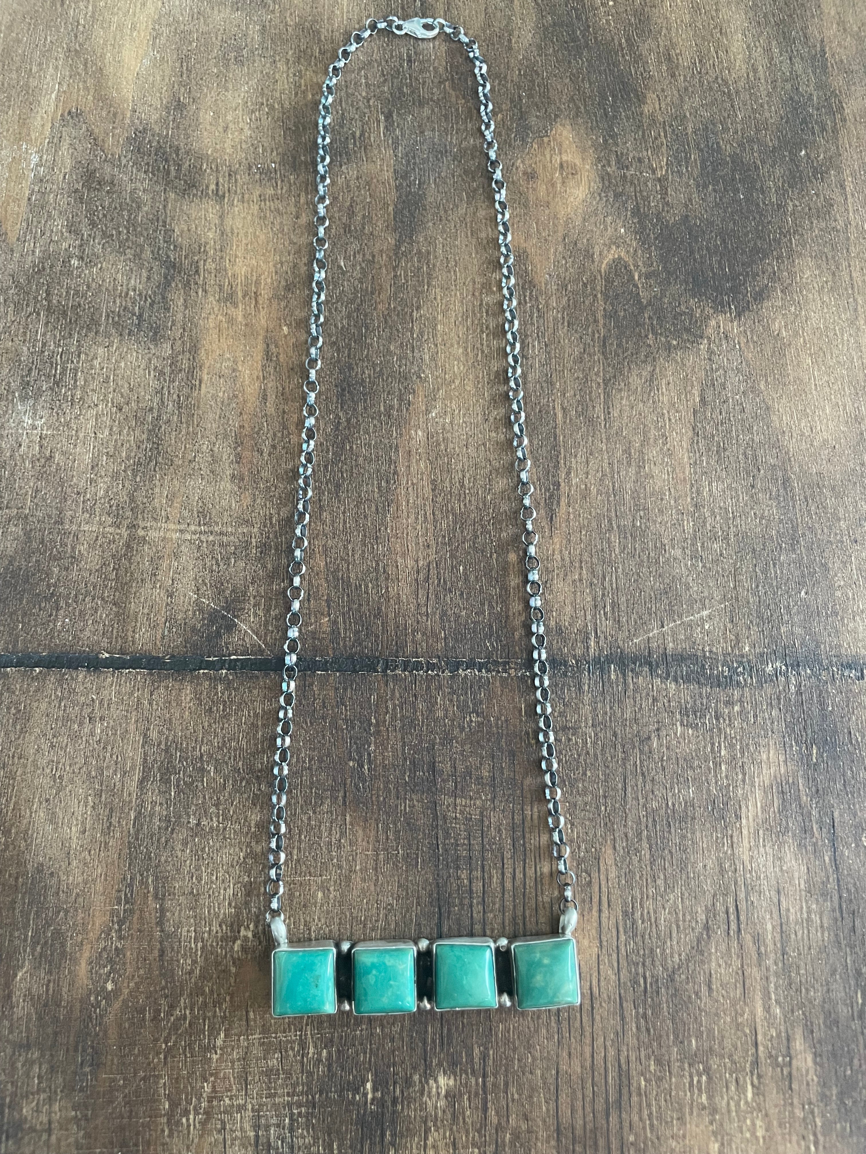 Kingman Turquoise 4 Square Necklace