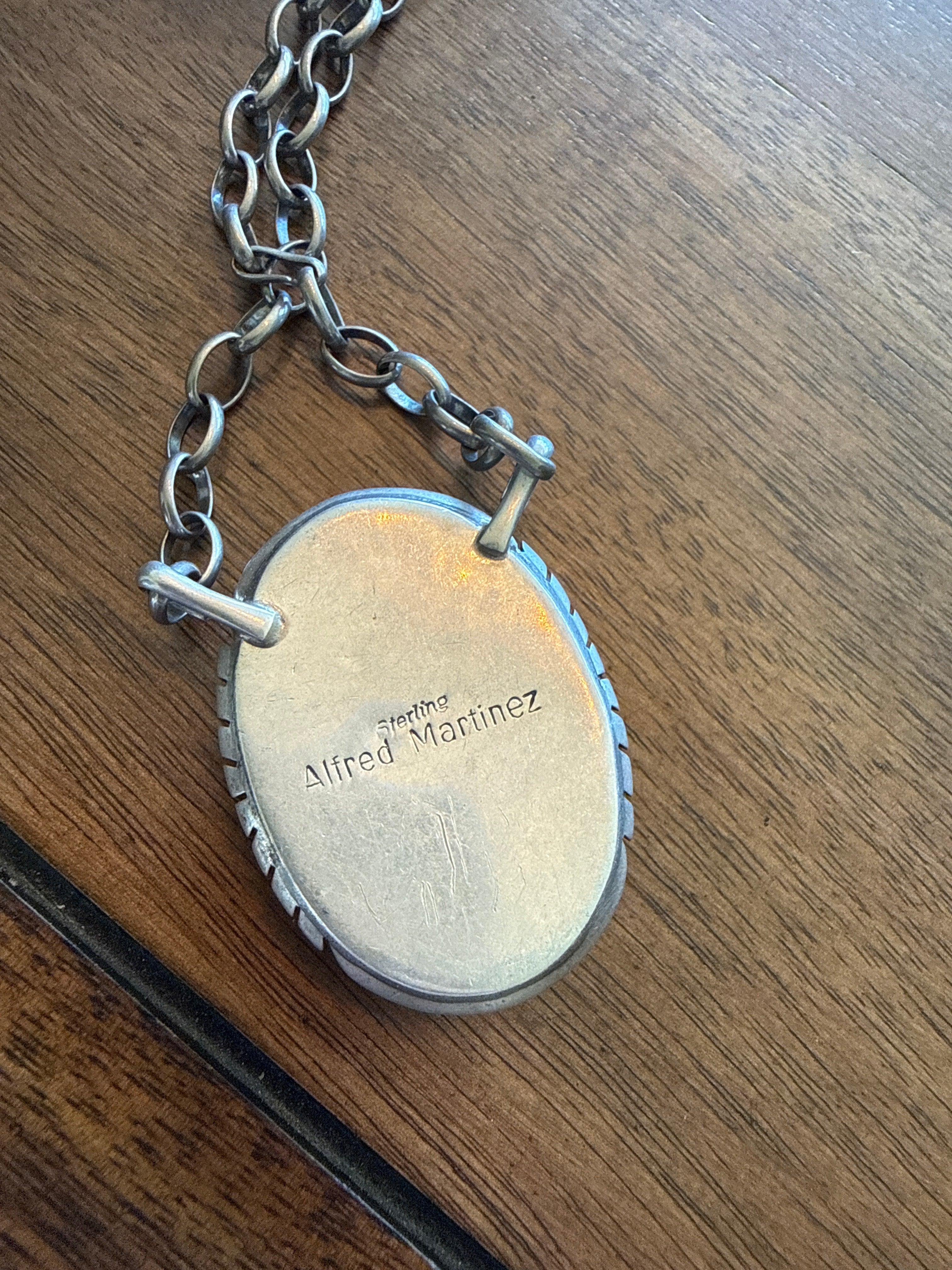 Turquoise oval chain necklace