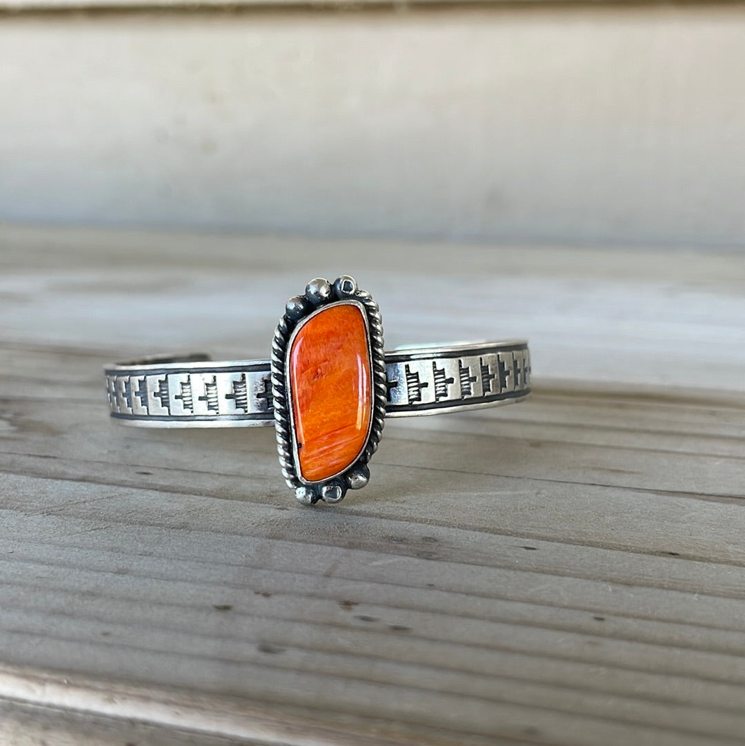 Orange Spiny Stamped Cuff