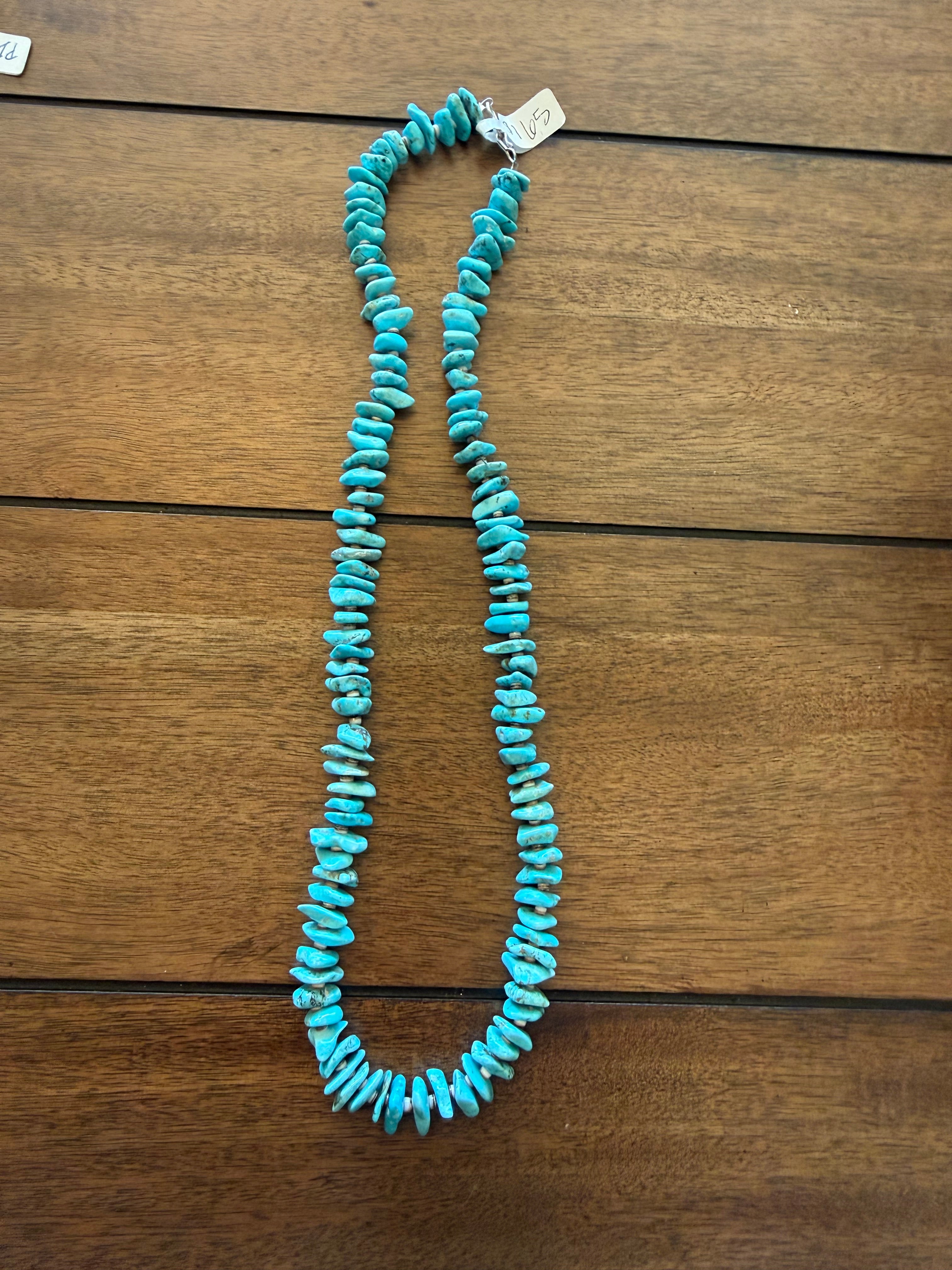 20 12mm Turquoise Disc Necklace w/ Heishe