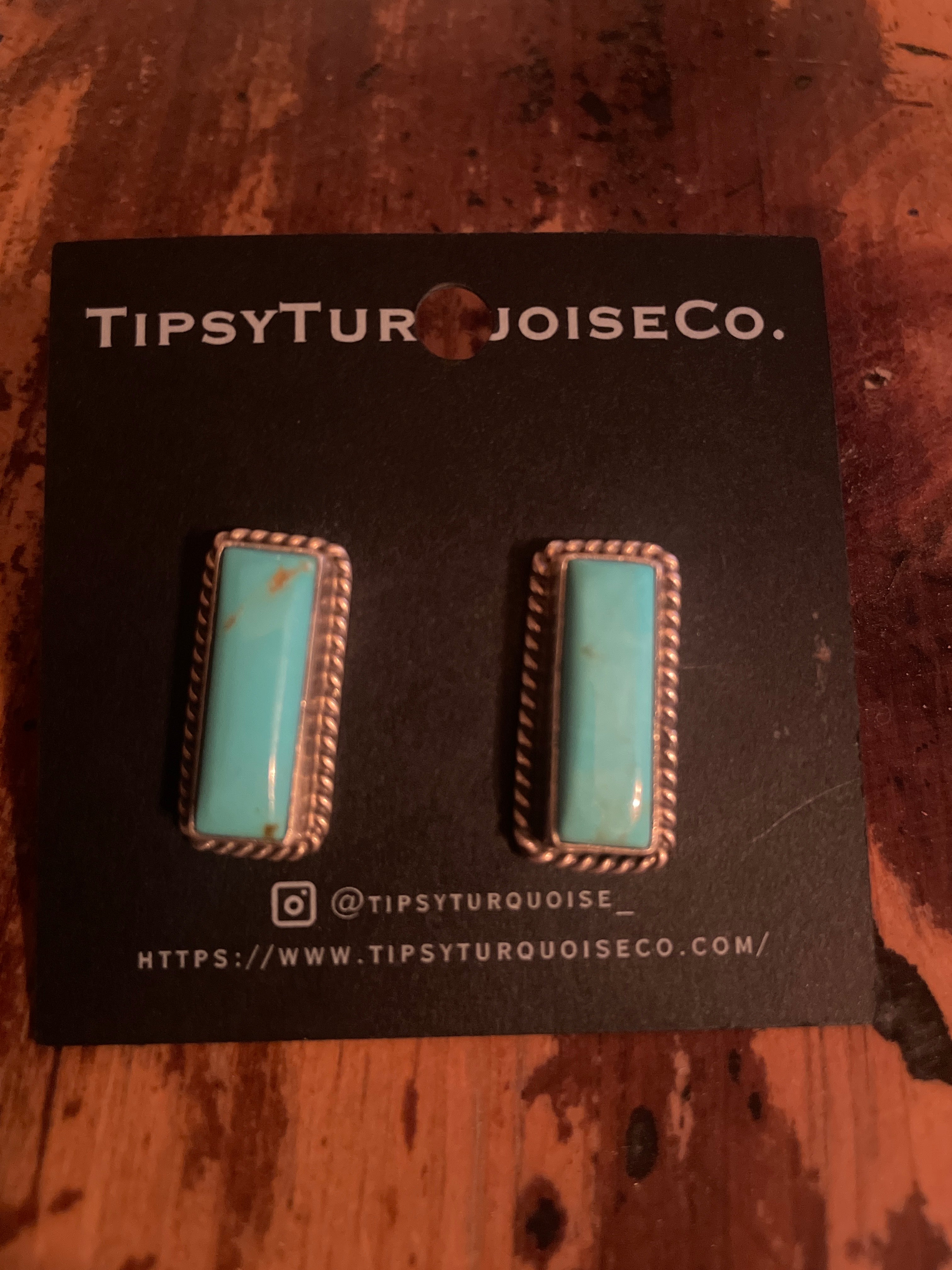 Kingman Turquoise Rectangle Studs