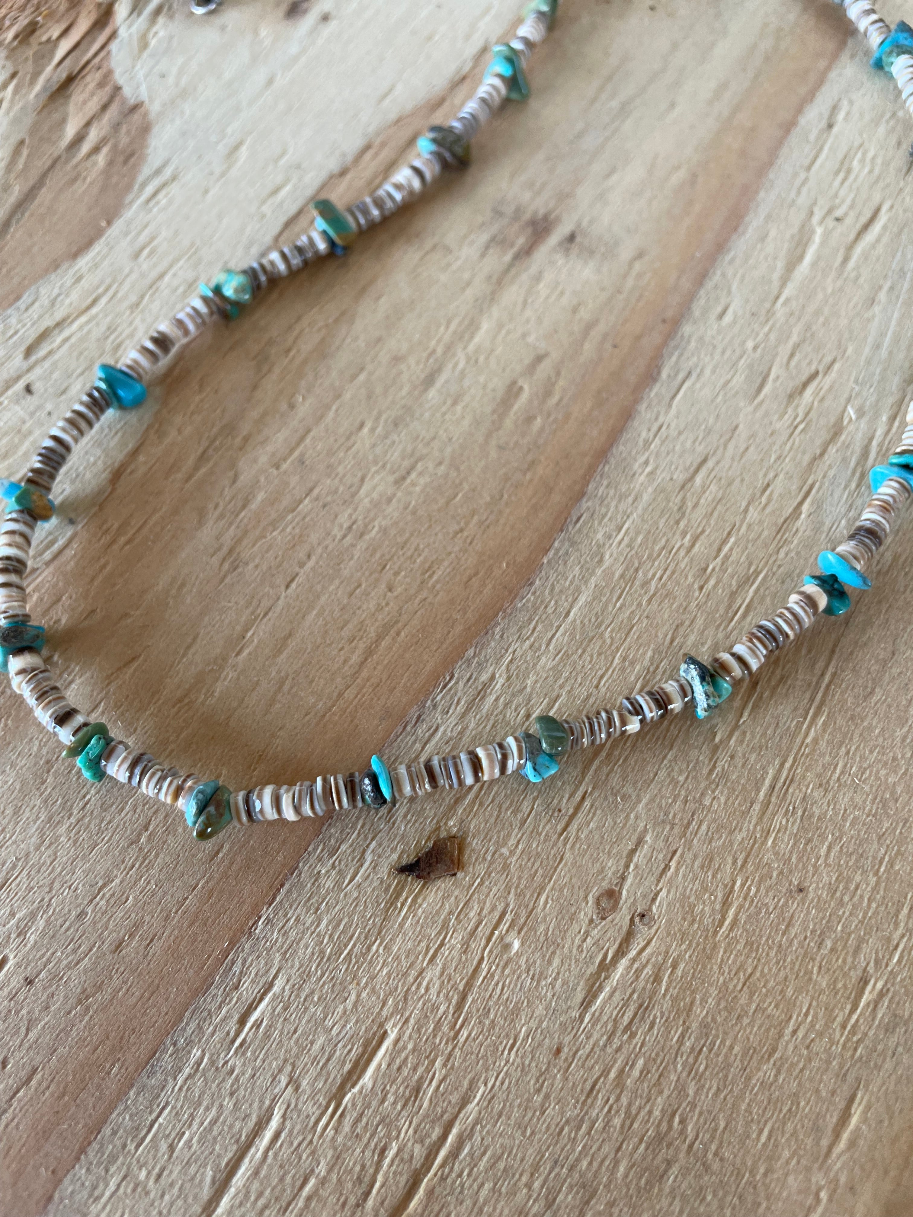 Turquoise & Heishi Necklace 40in