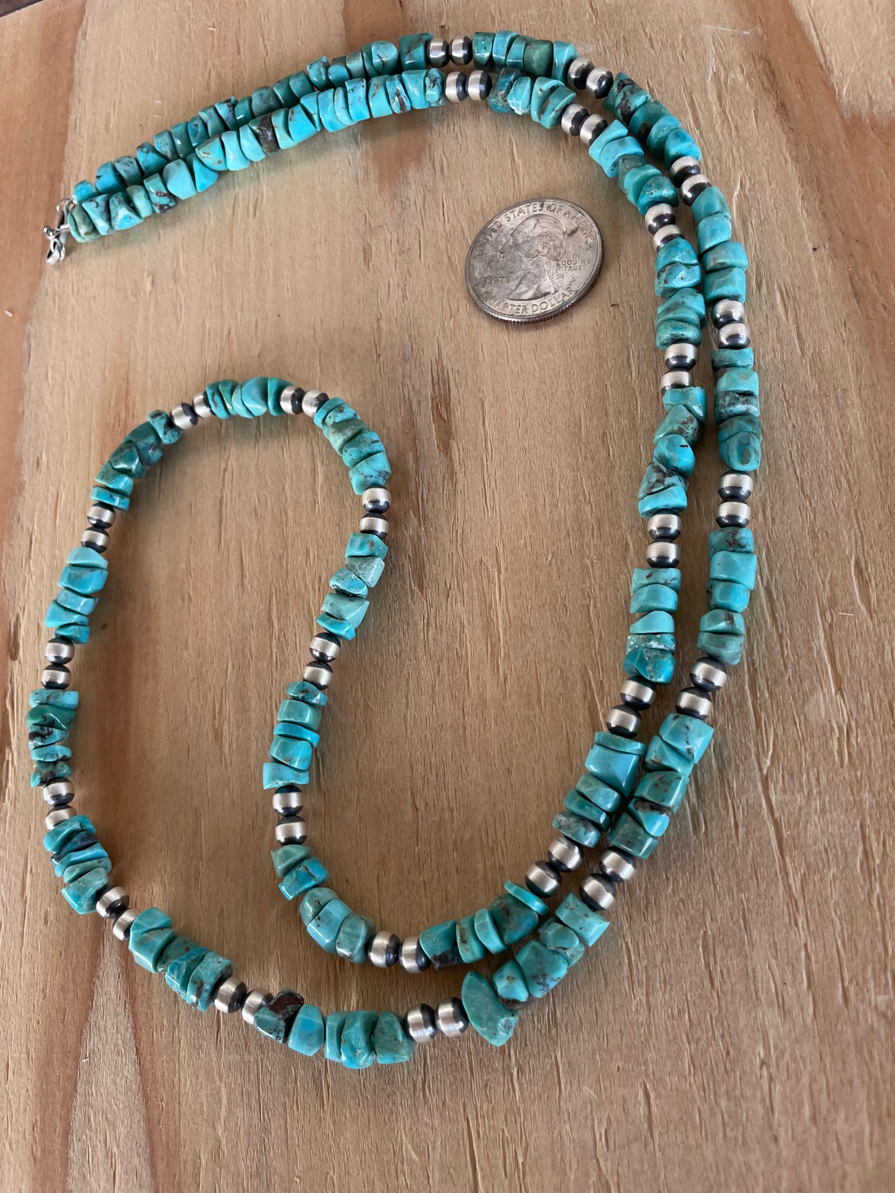 Light Turquoise Stone Necklace w/ Navajos