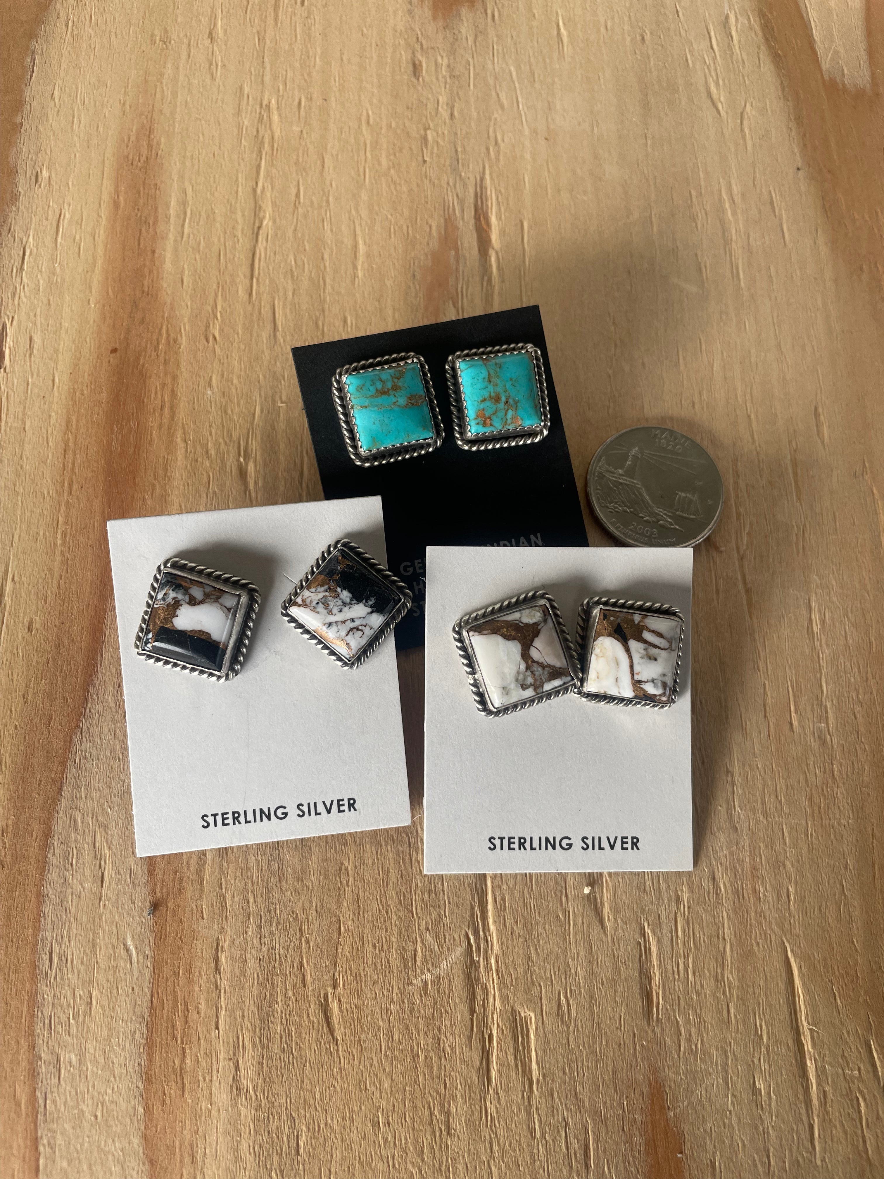 Square Earrings w/ Rope Design