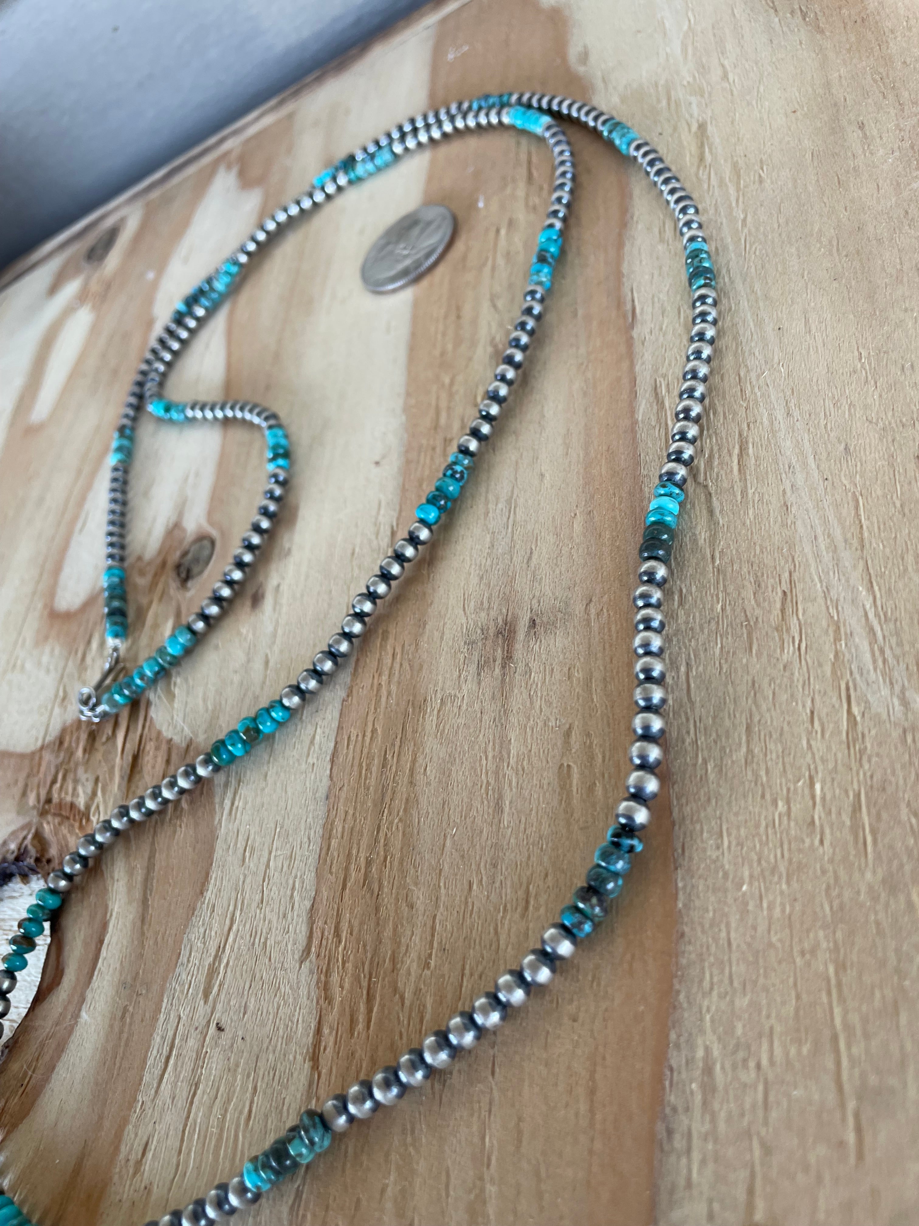 4mm Navajos & Turquoise Rondelles Necklace