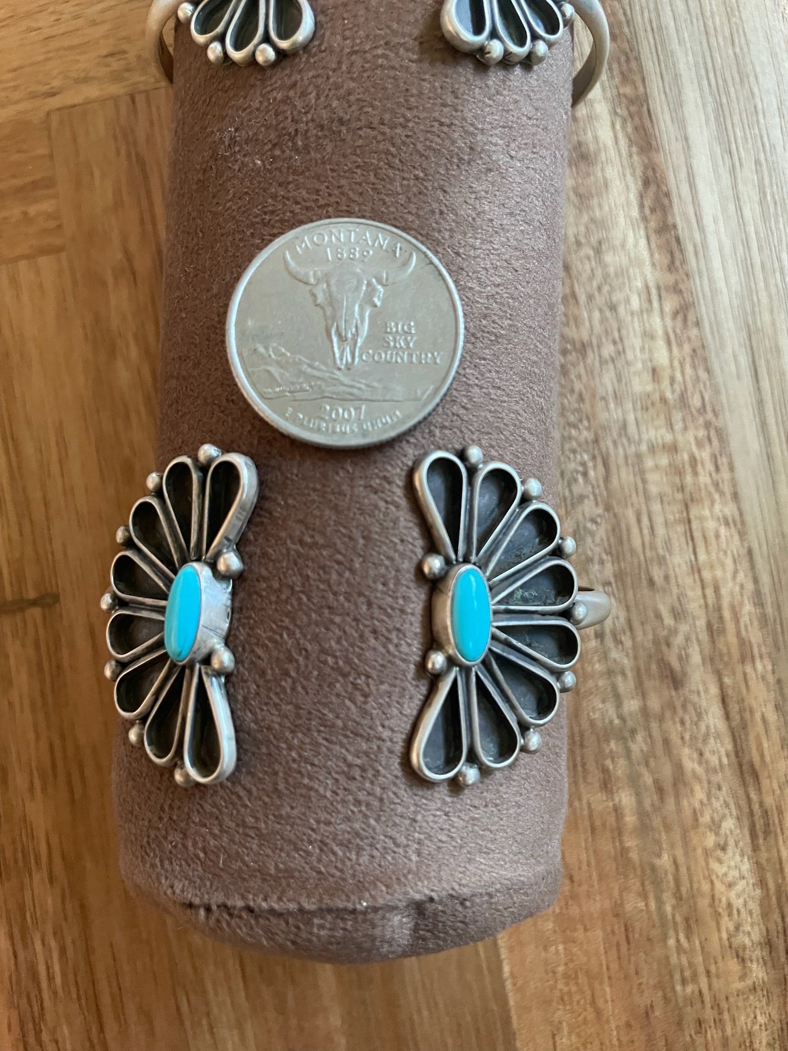 Turquoise w Silver Half Moon Split Cuff