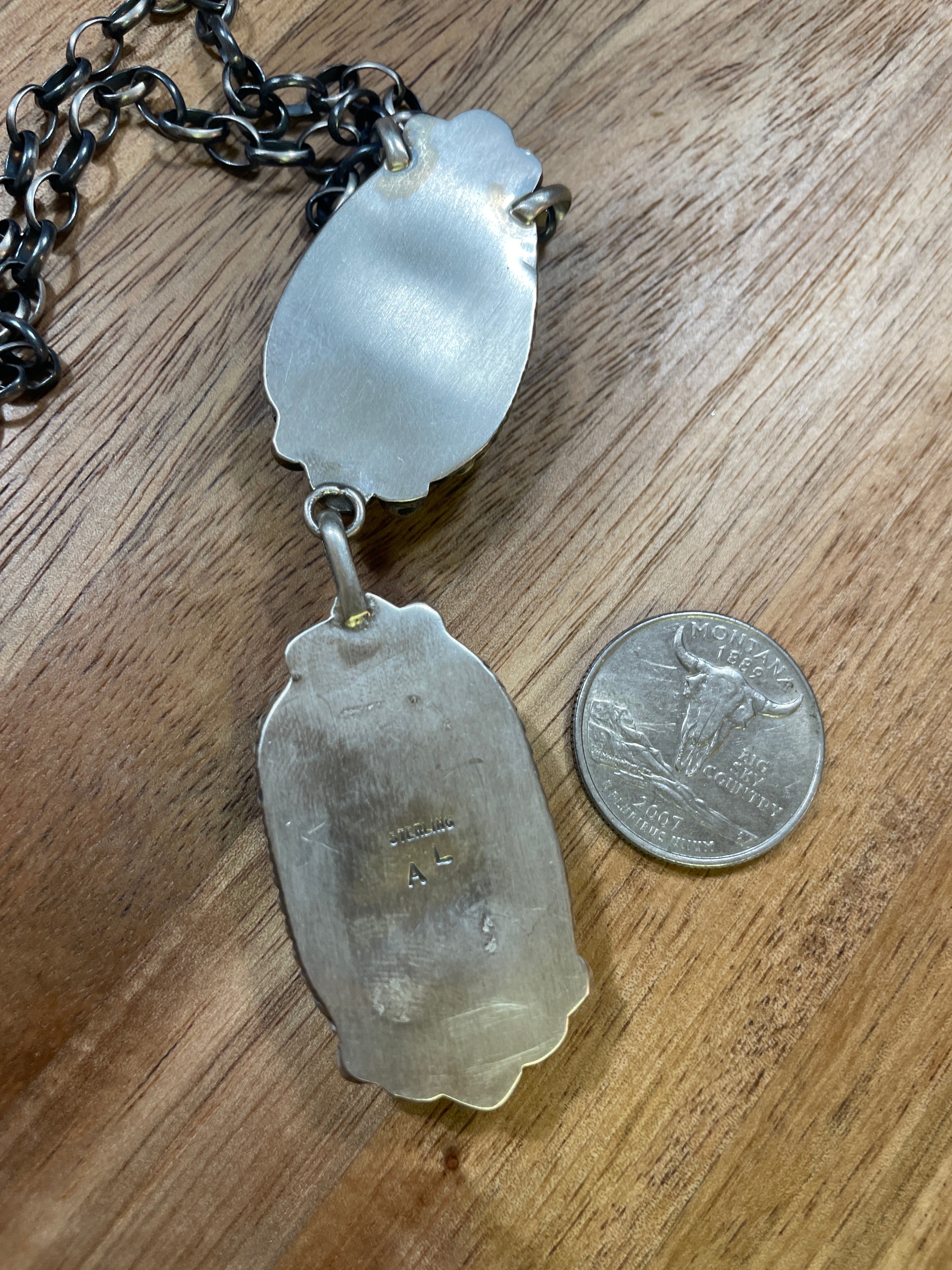 Large 2 Stone Drop Necklace