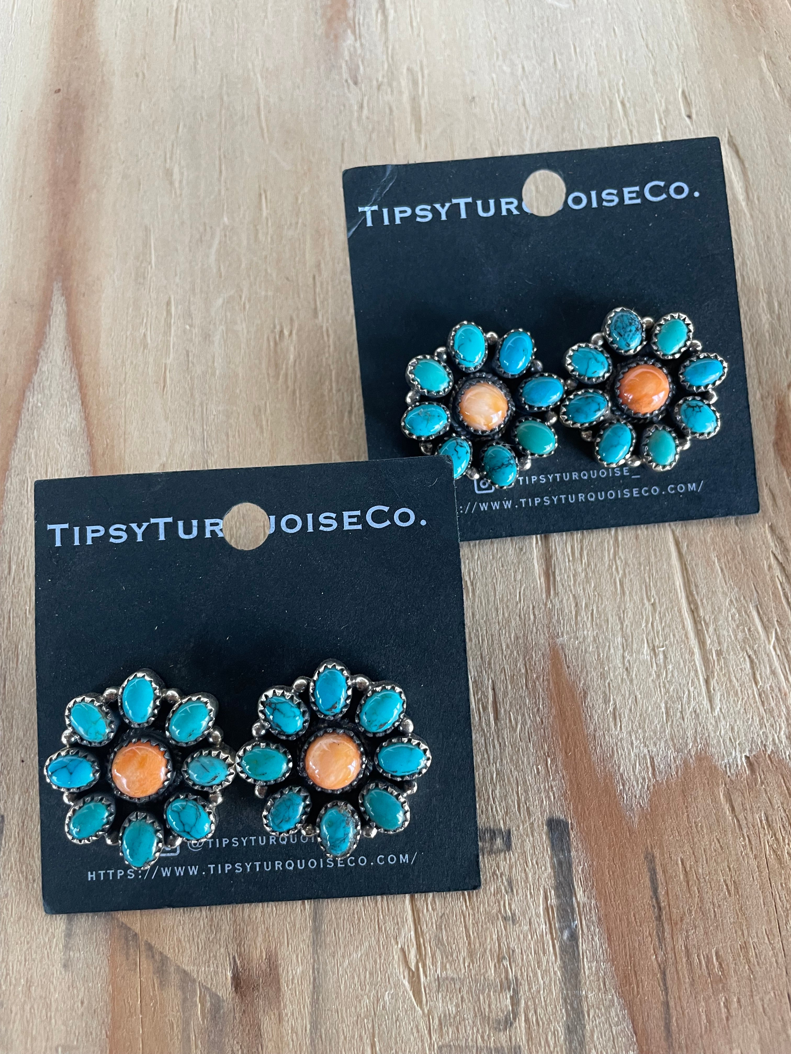 Turquoise & Spiny Cluster Earrings