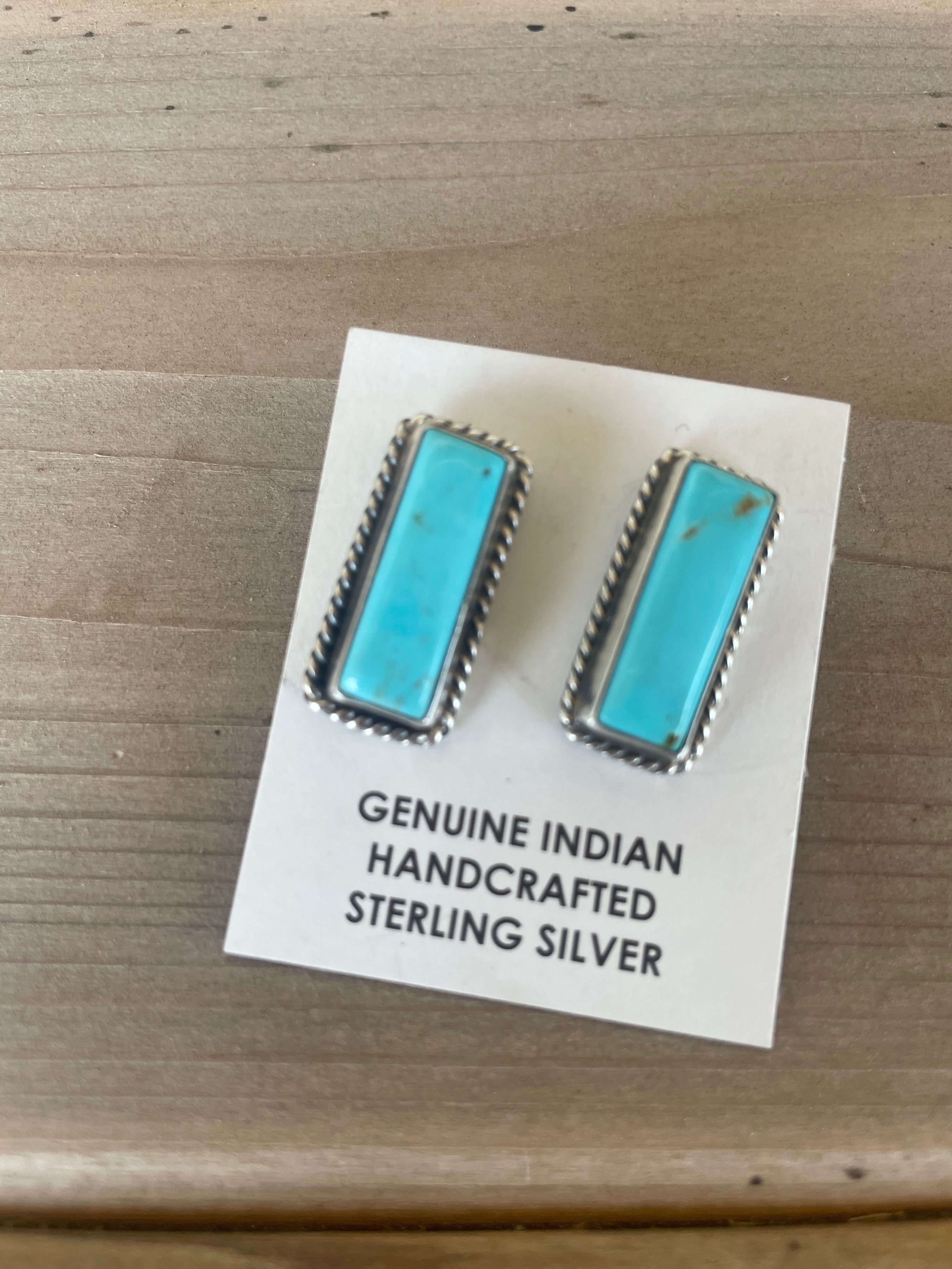 Kingman Turquoise Rectangle Studs