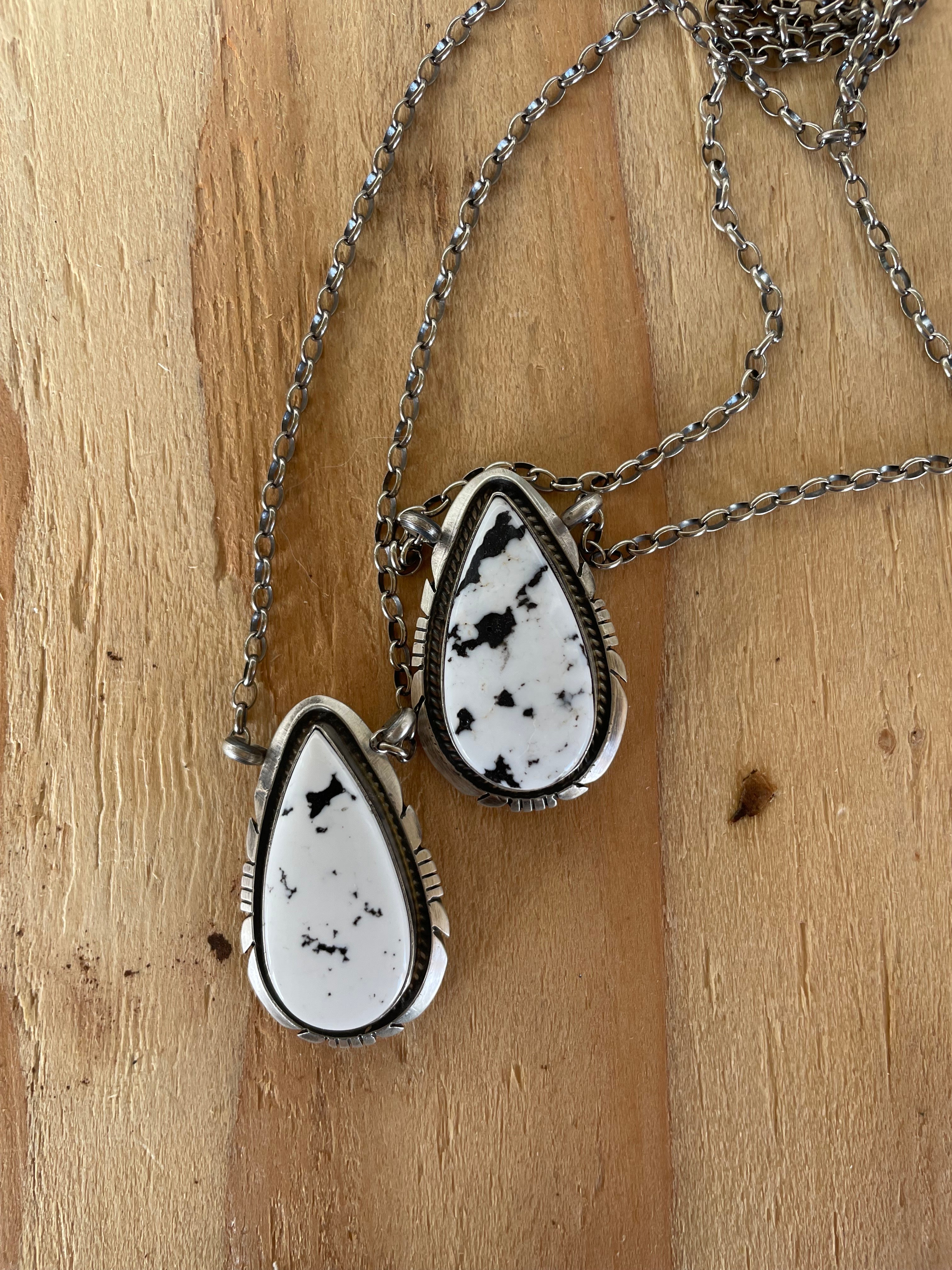 White Buffalo Teardrop Necklace