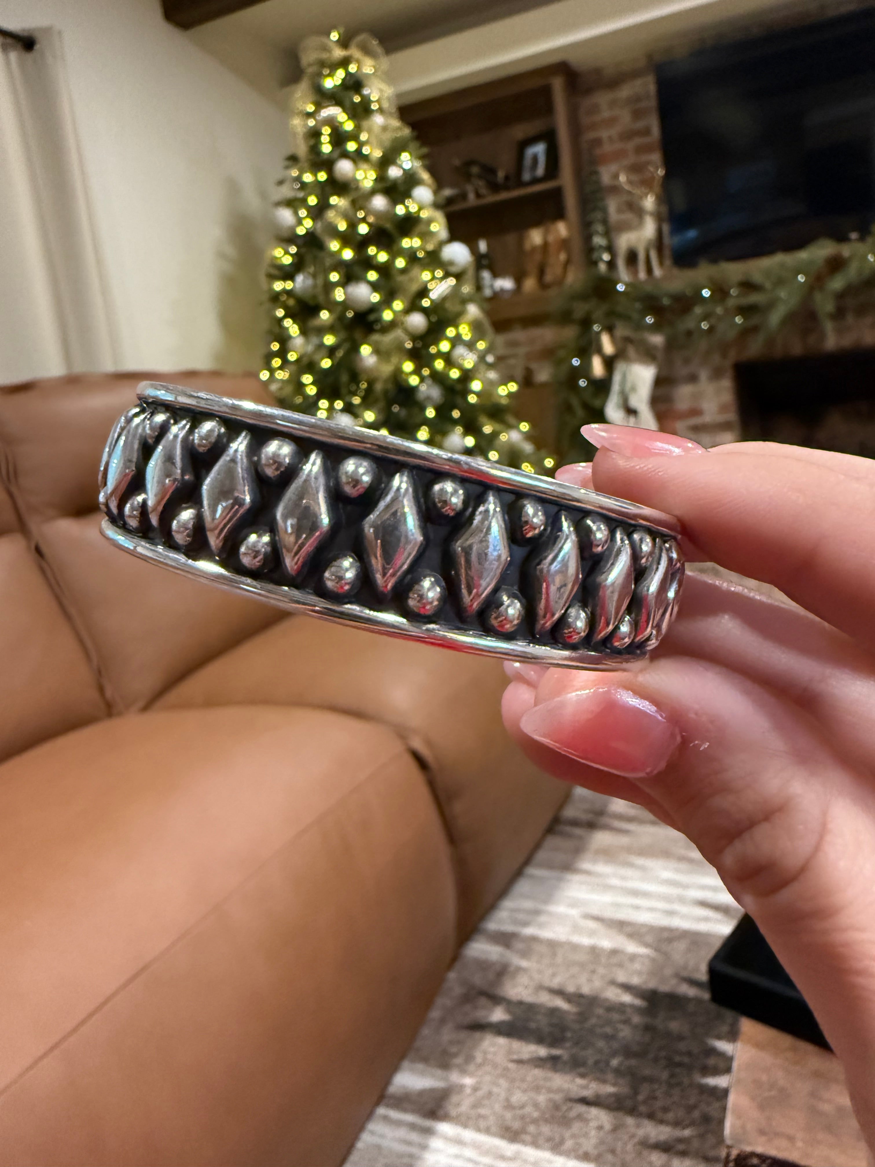 Sterling Silver Diamond Bubble Cuff