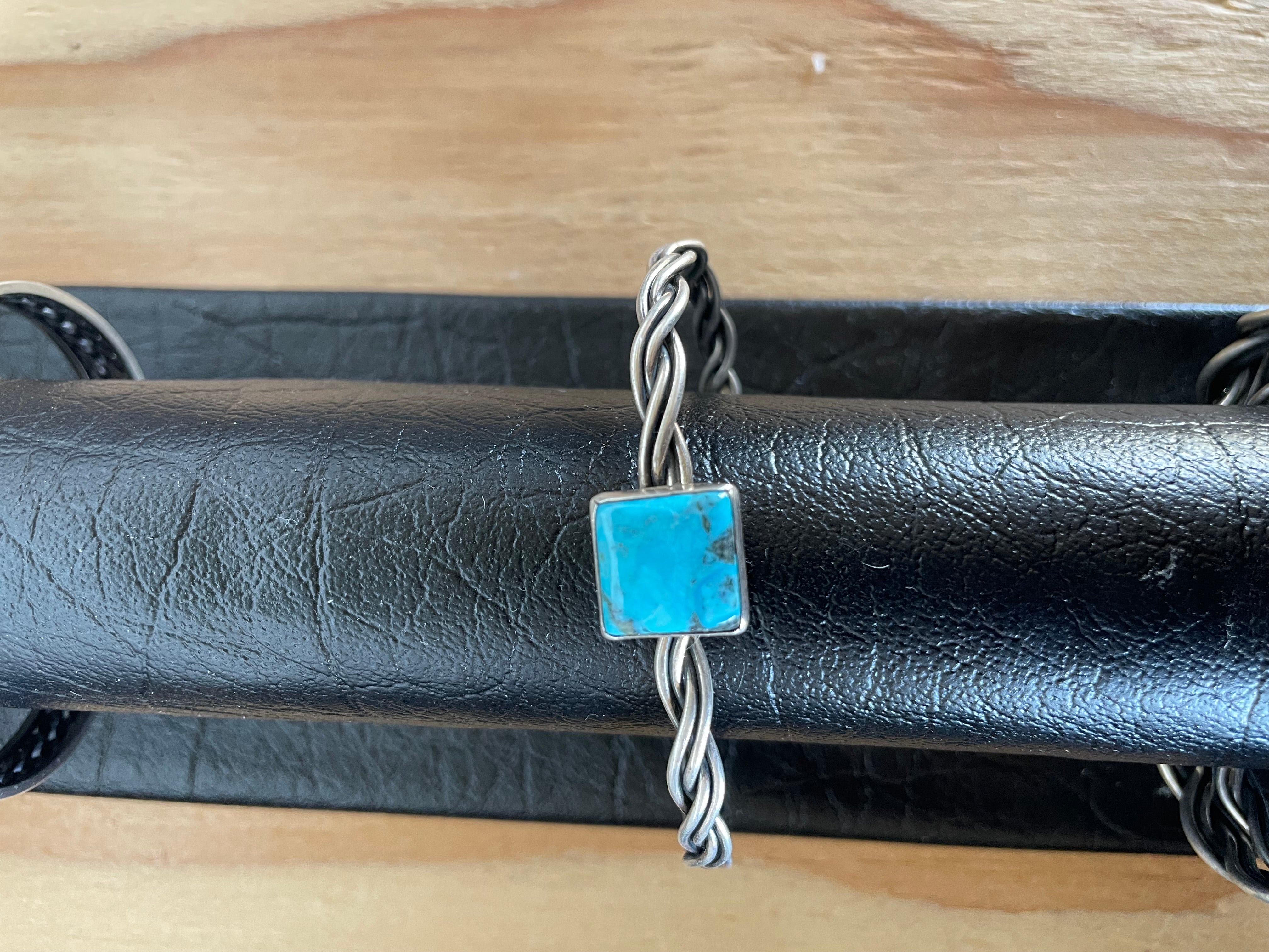 Big Turquoise Square Roped Cuff