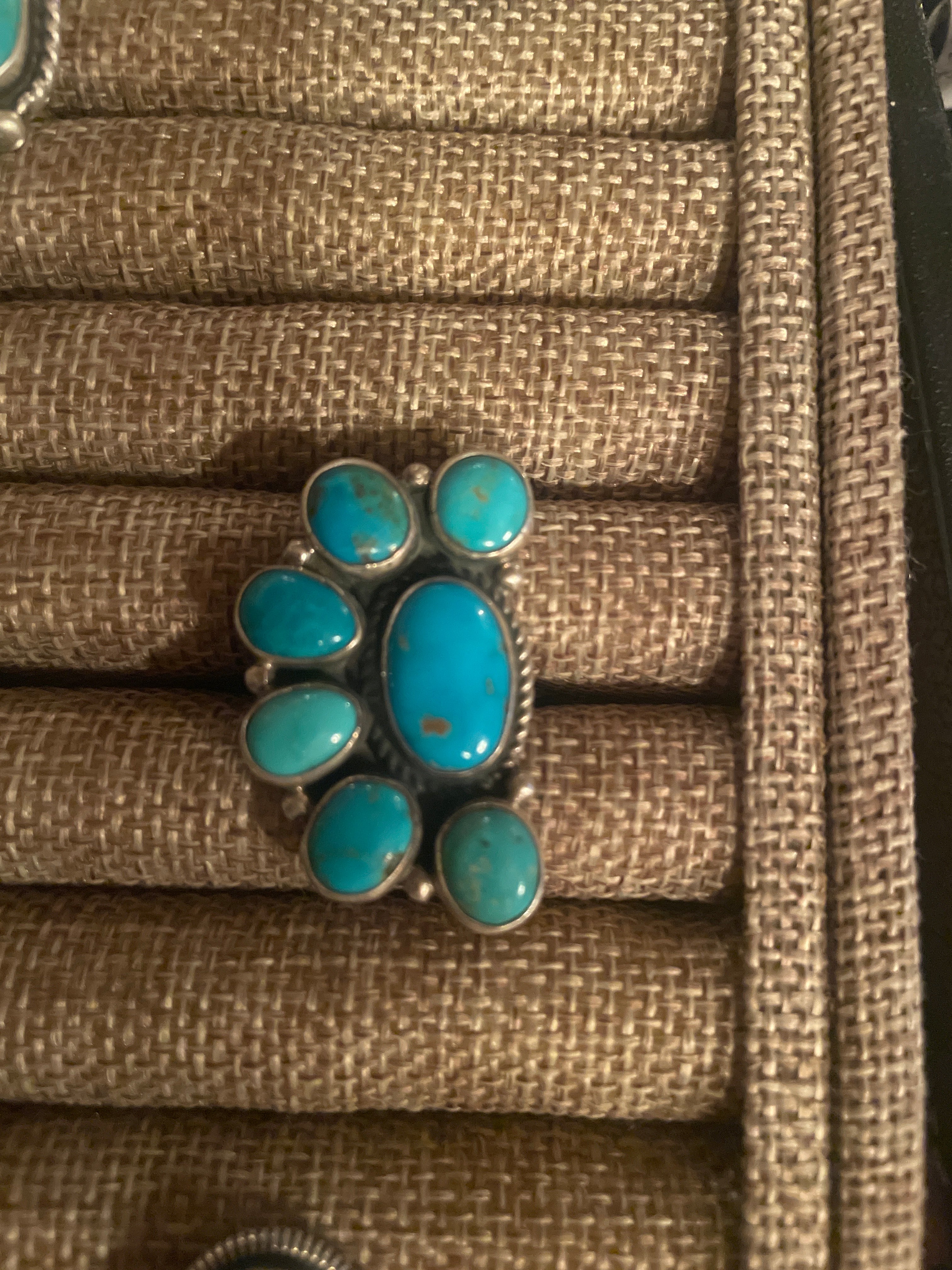 7 Stone Half Moon Turquoise Ring